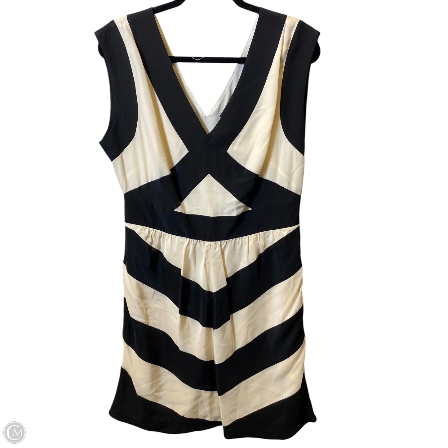 Dress Casual Midi By Bcbgmaxazria In Black & Cream, Size: L