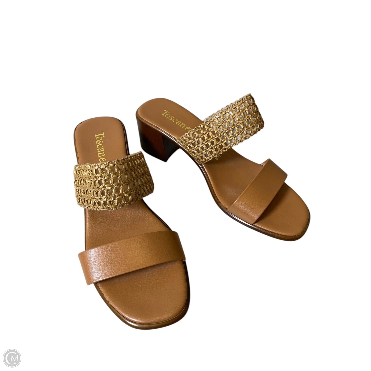 Sandals Heels Block By Clothes Mentor In Tan, Size: 9.5