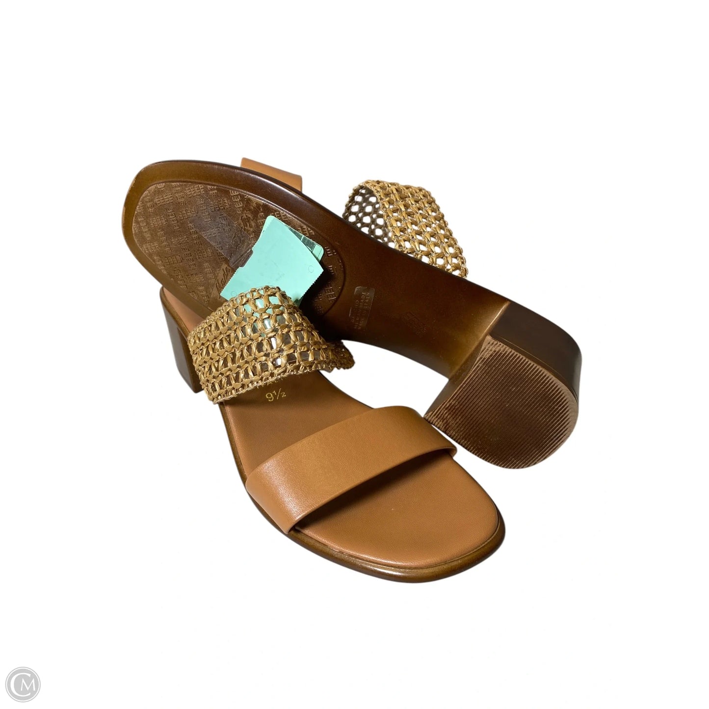 Sandals Heels Block By Clothes Mentor In Tan, Size: 9.5