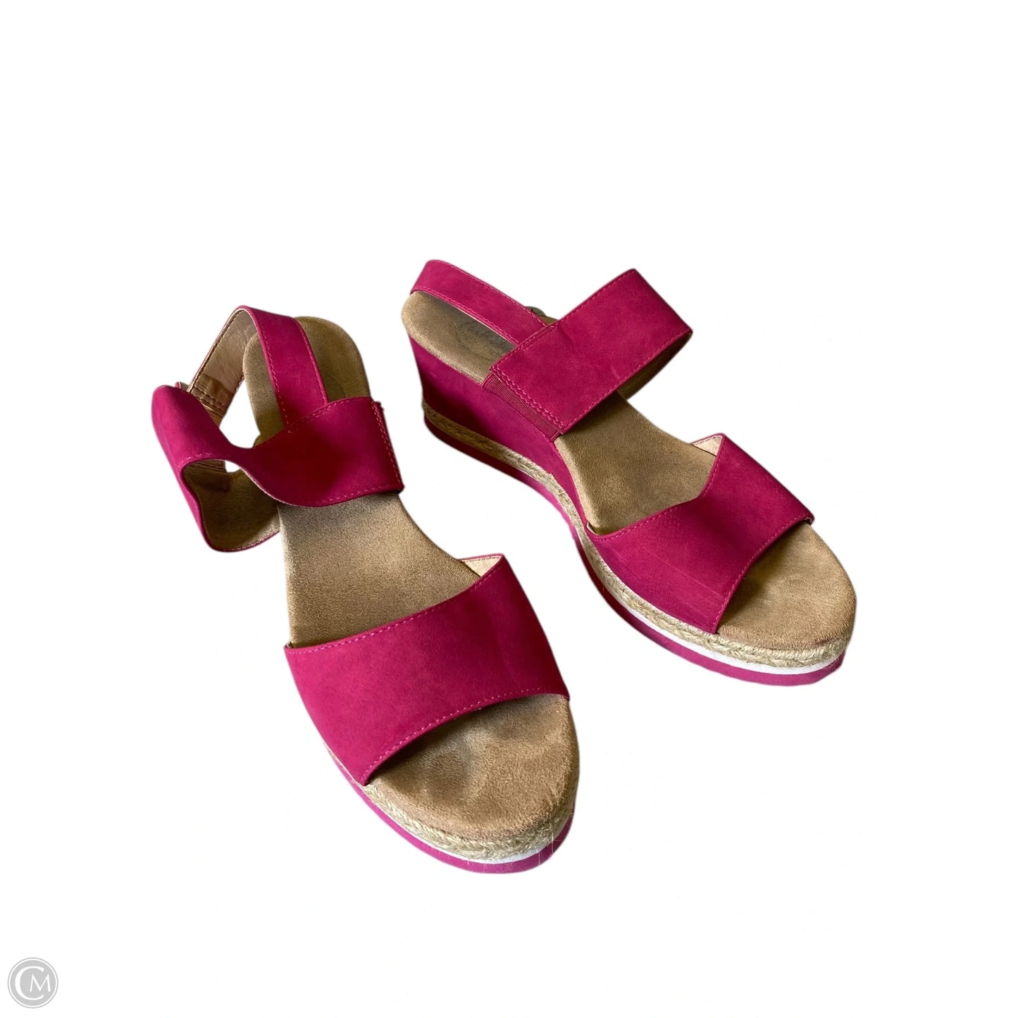 Sandals Heels Wedge By Life Stride In Pink & Tan, Size: 9