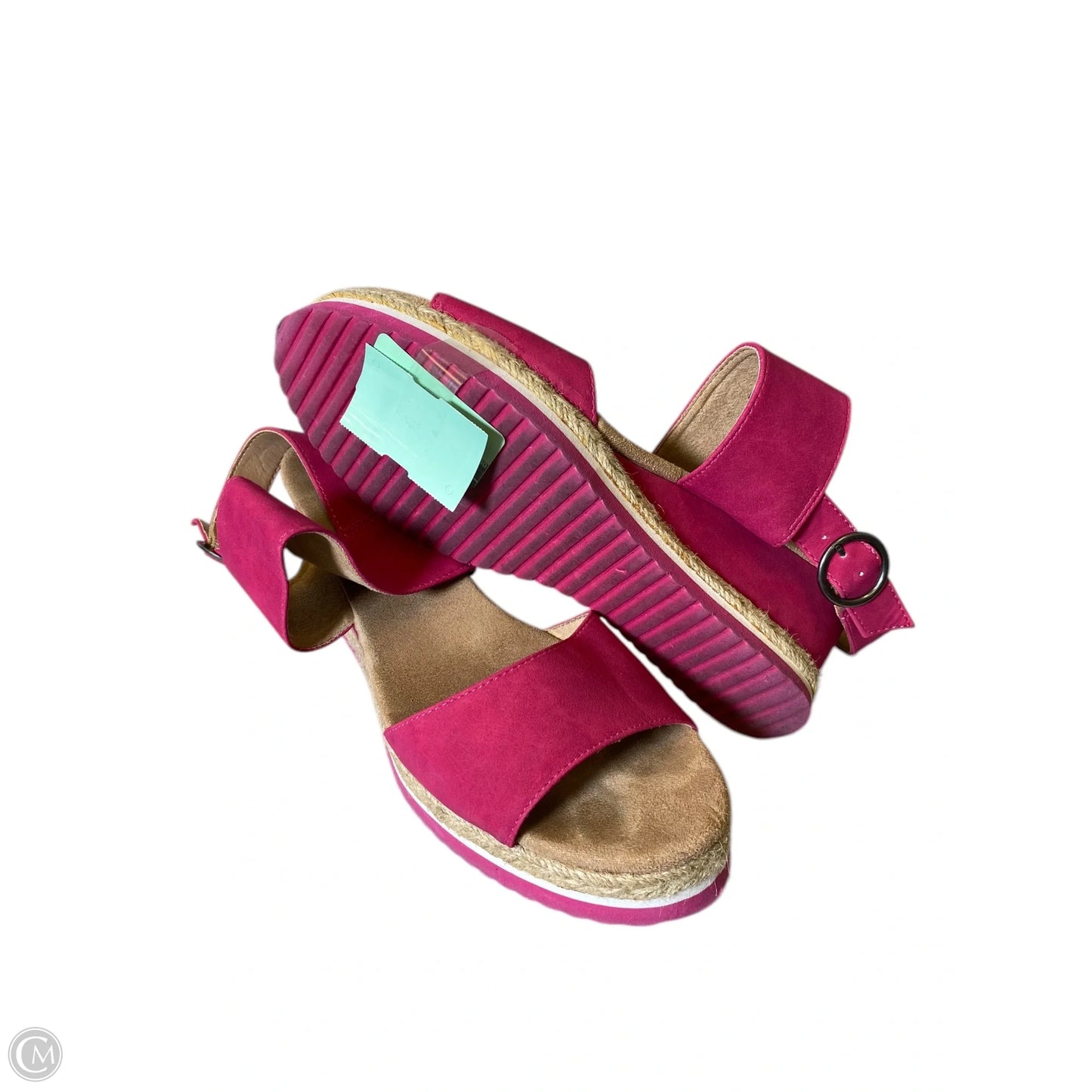 Sandals Heels Wedge By Life Stride In Pink & Tan, Size: 9