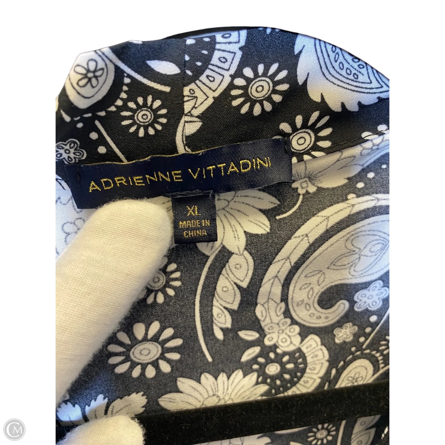 Top 3/4 Sleeve By Adrienne Vittadini In Black & White, Size: Xl