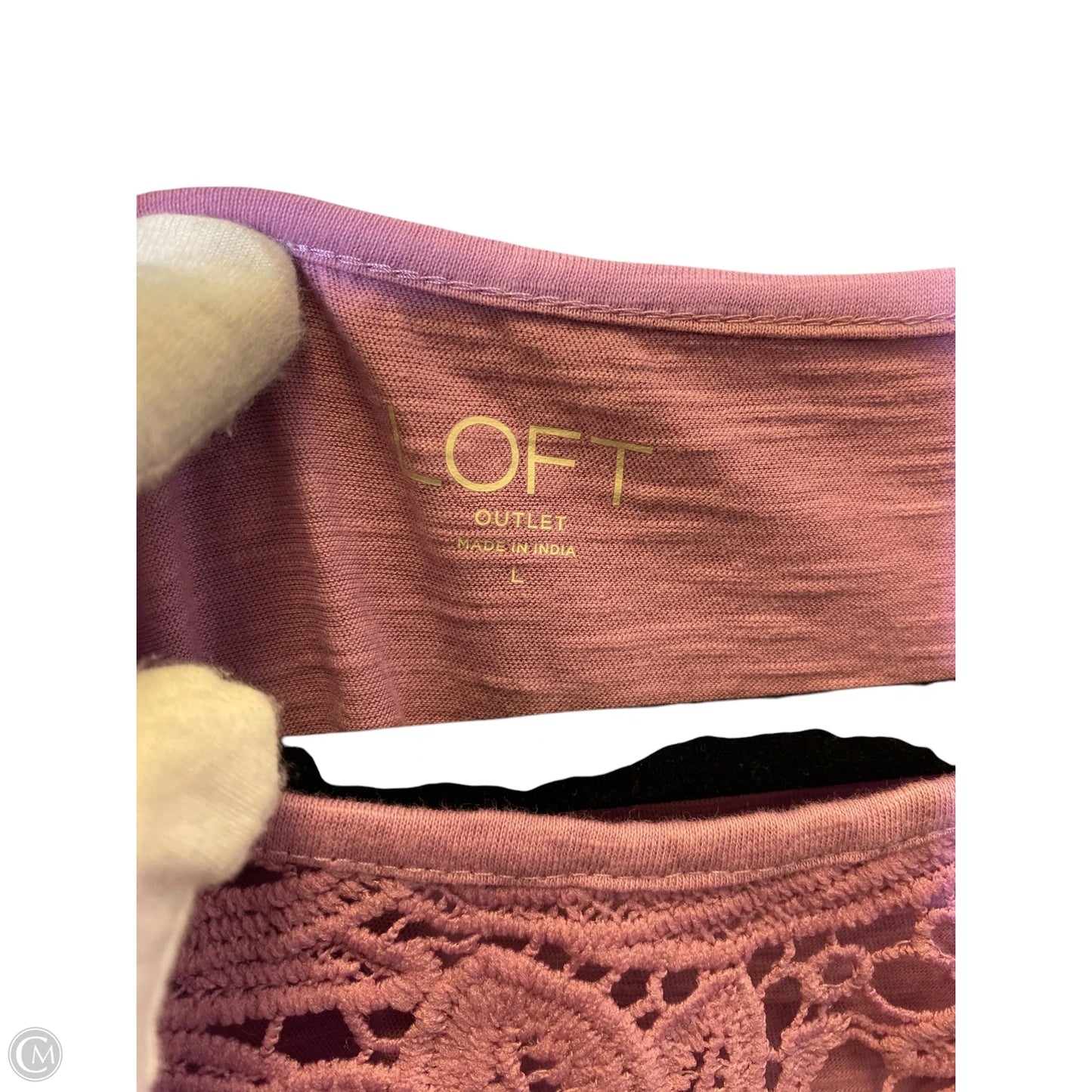 Top Short Sleeve By Loft In Purple, Size: L