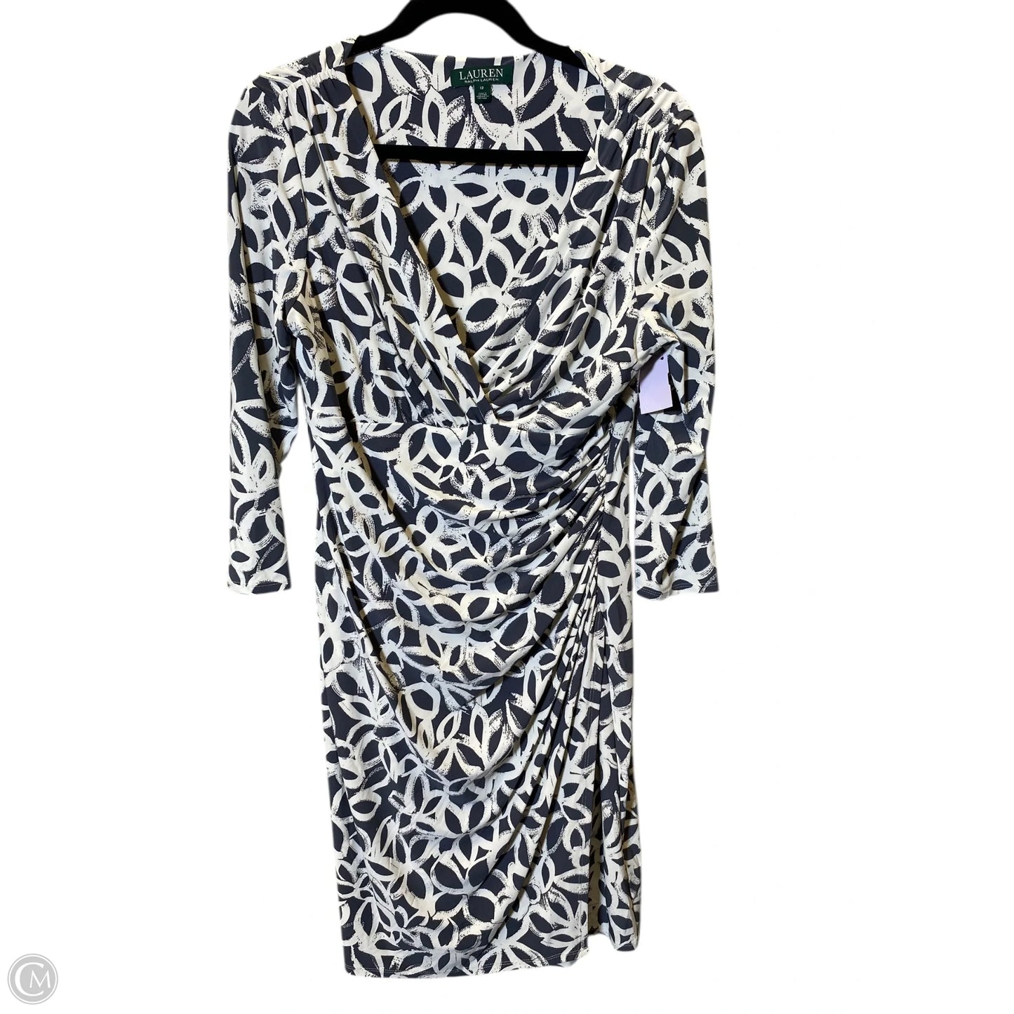 Dress Casual Midi By Lauren By Ralph Lauren In Grey & White, Size: L