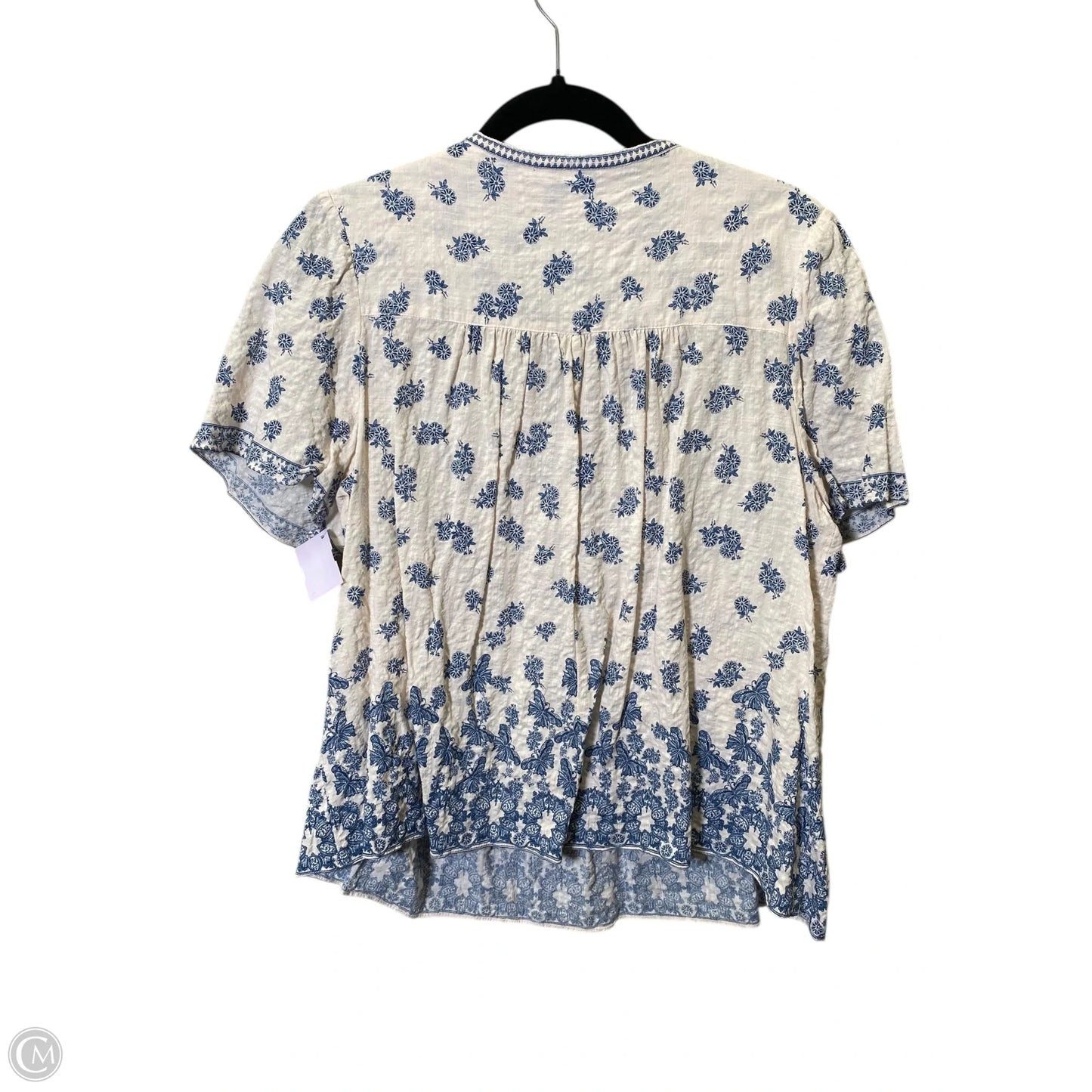 Top Short Sleeve By Max Studio In Blue & Cream, Size: L
