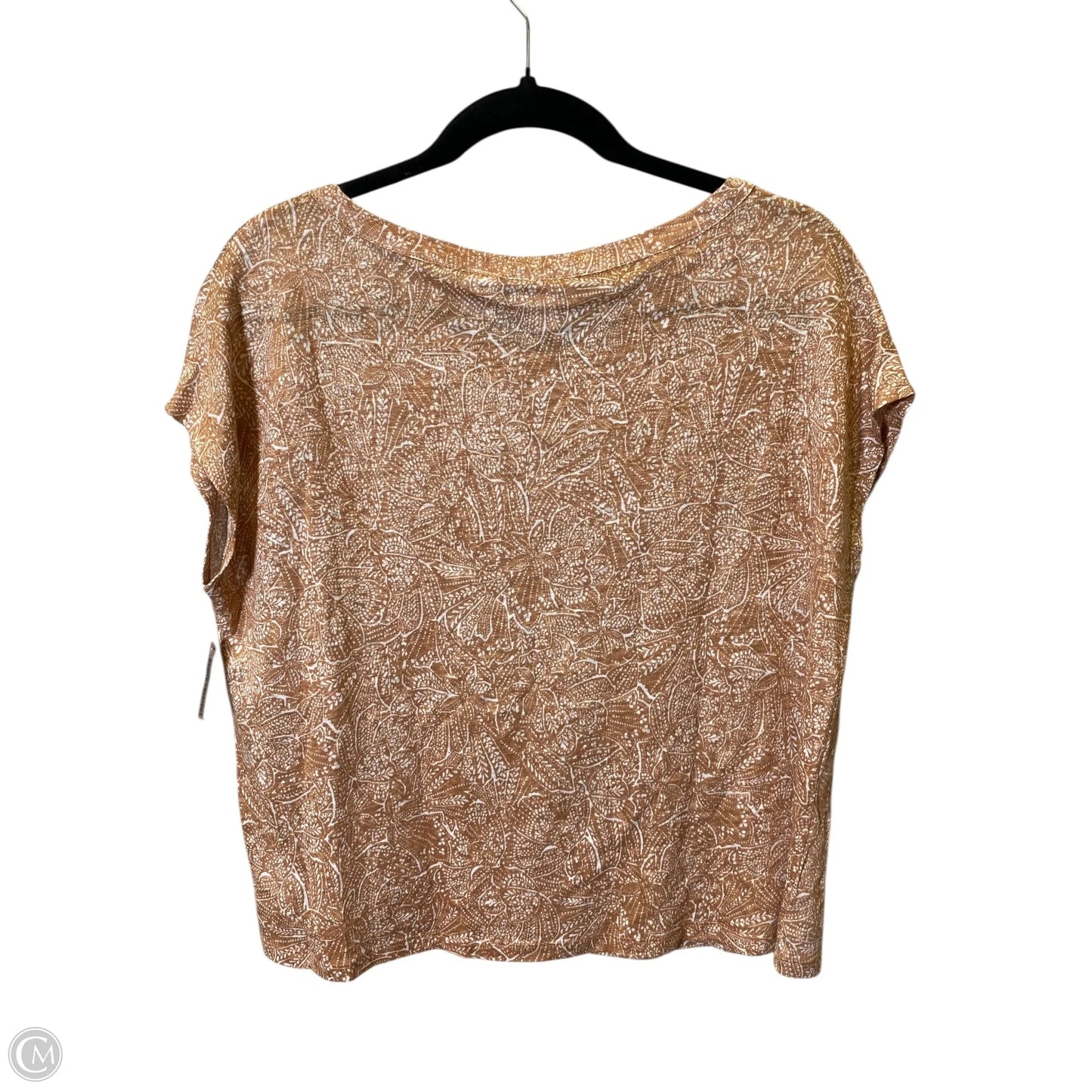 Top Short Sleeve By Nicole Miller In Brown & White, Size: M
