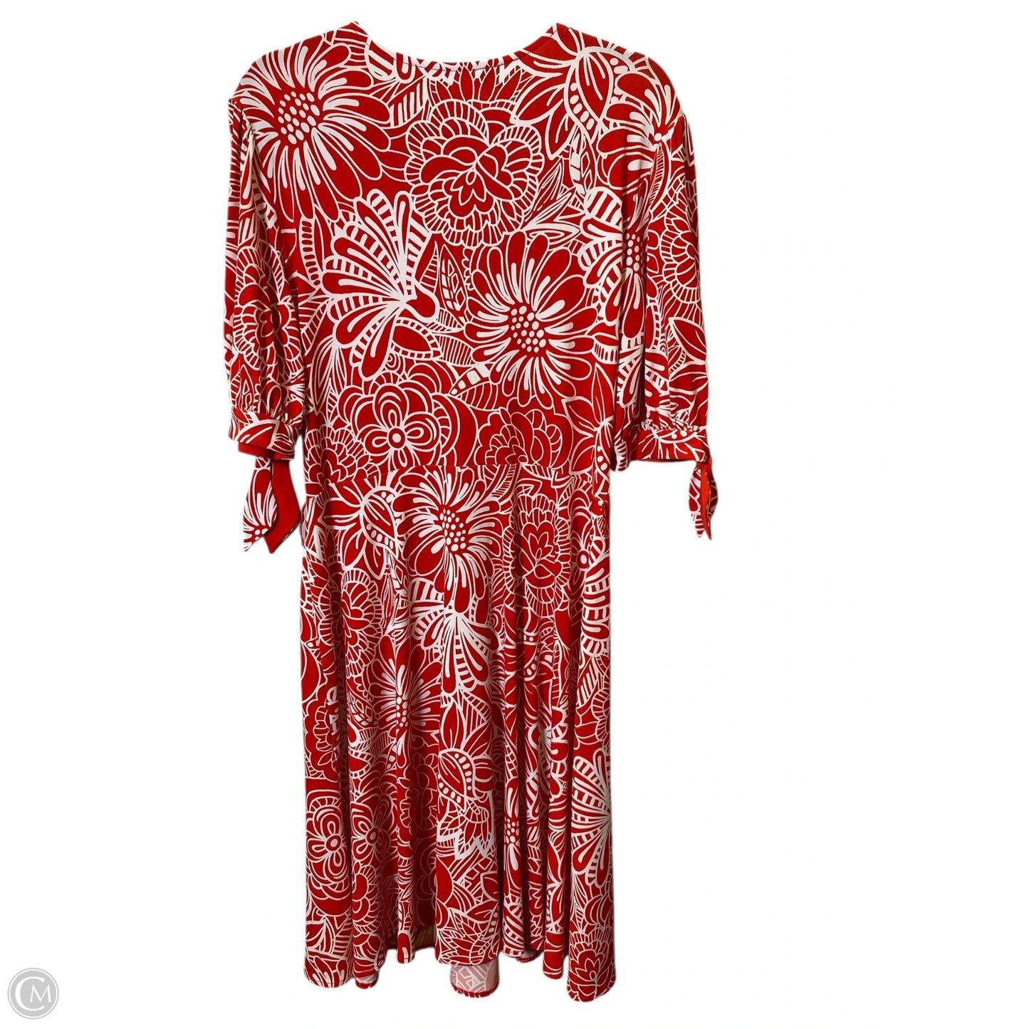 Dress Casual Midi By Donna Morgan In Red & White, Size: L