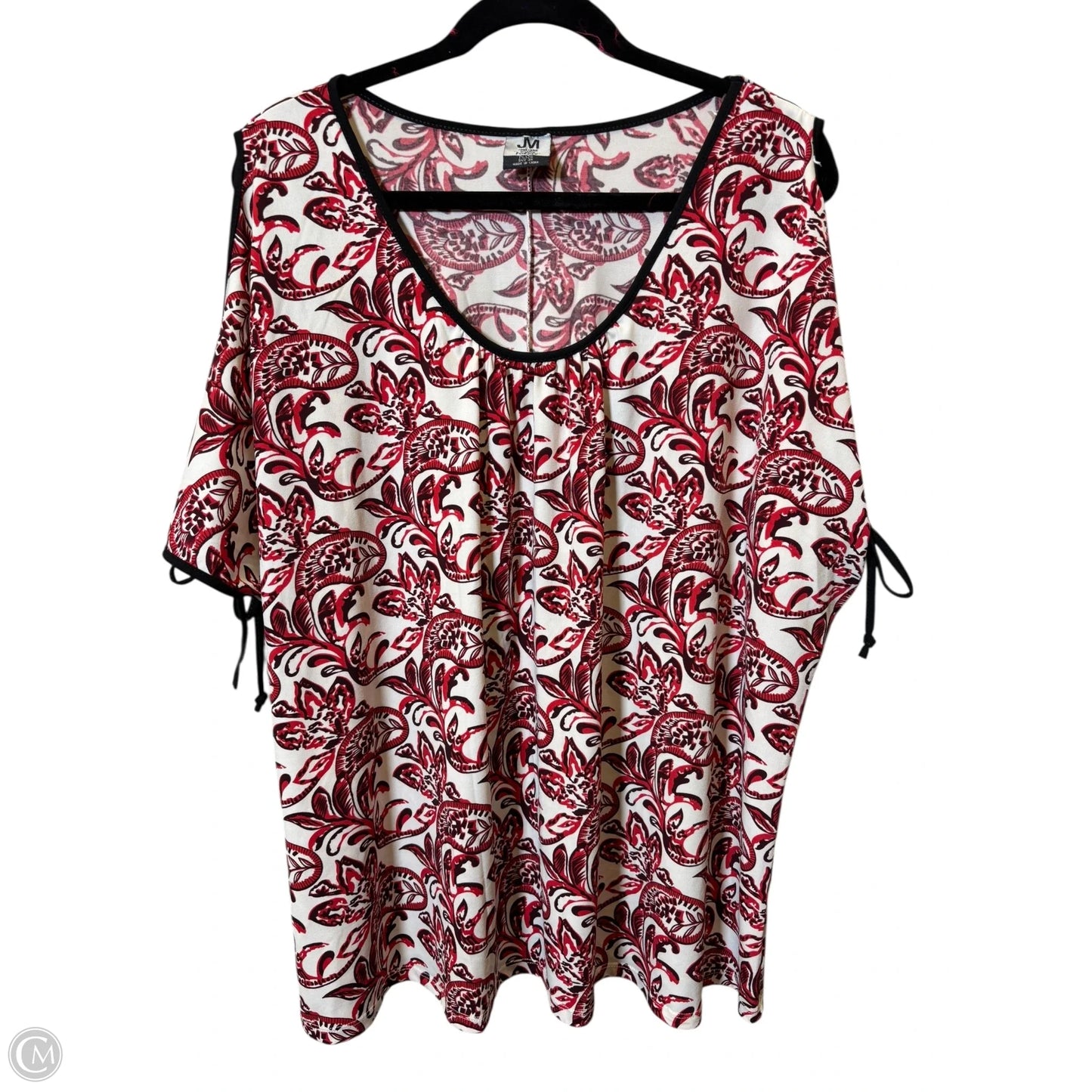 Top Short Sleeve By Jonathan Martin In Red & White, Size: 3x