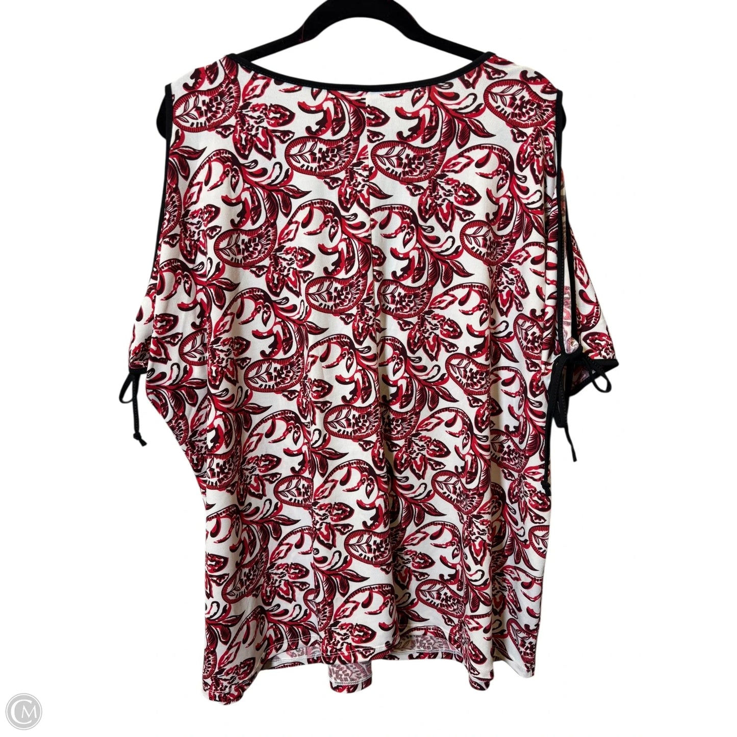 Top Short Sleeve By Jonathan Martin In Red & White, Size: 3x