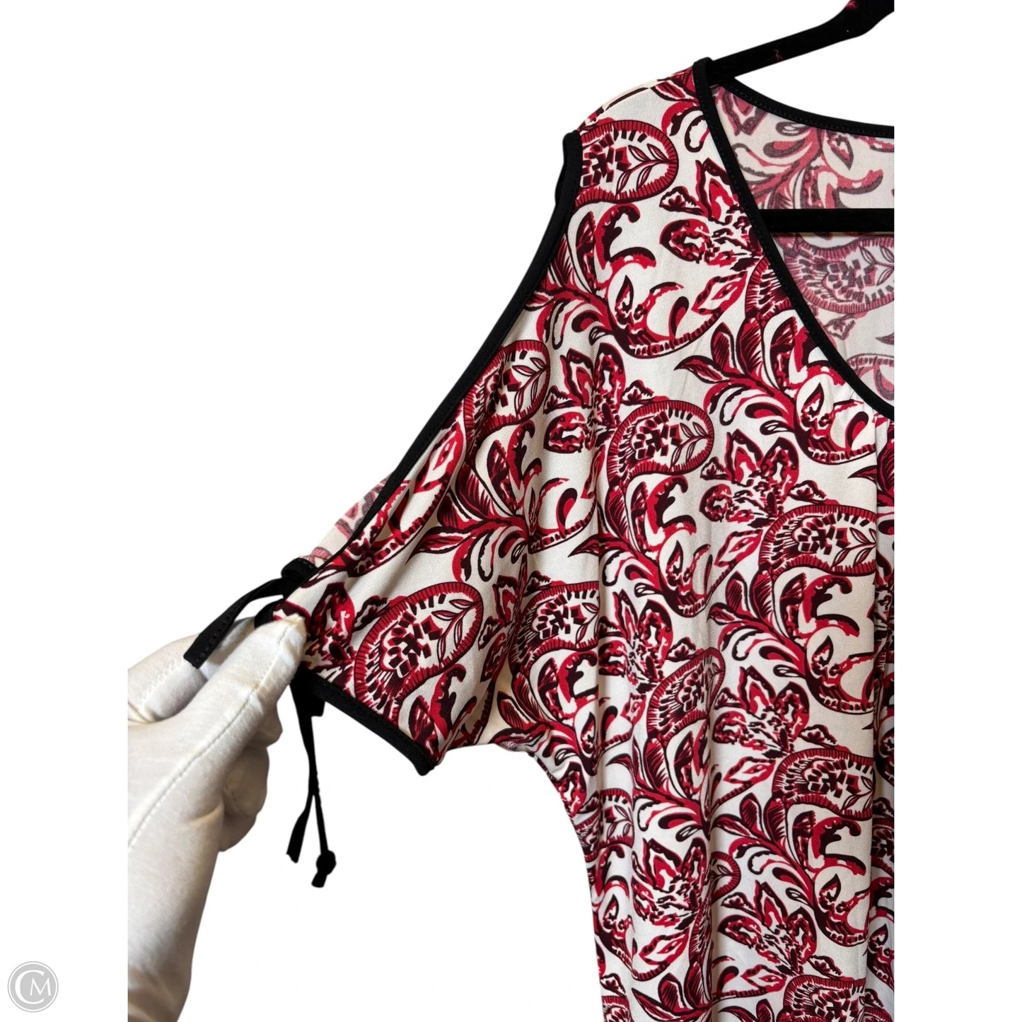 Top Short Sleeve By Jonathan Martin In Red & White, Size: 3x