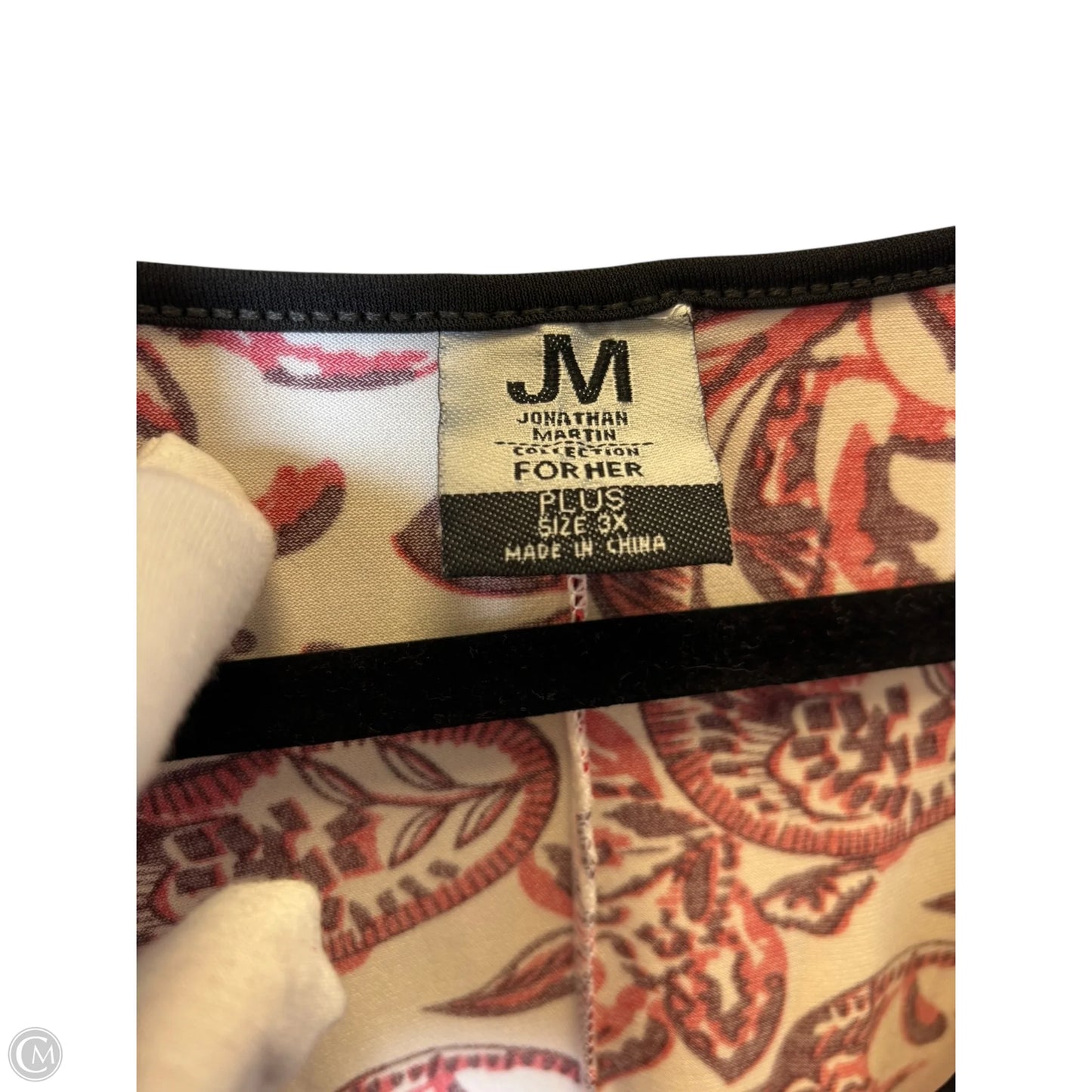 Top Short Sleeve By Jonathan Martin In Red & White, Size: 3x