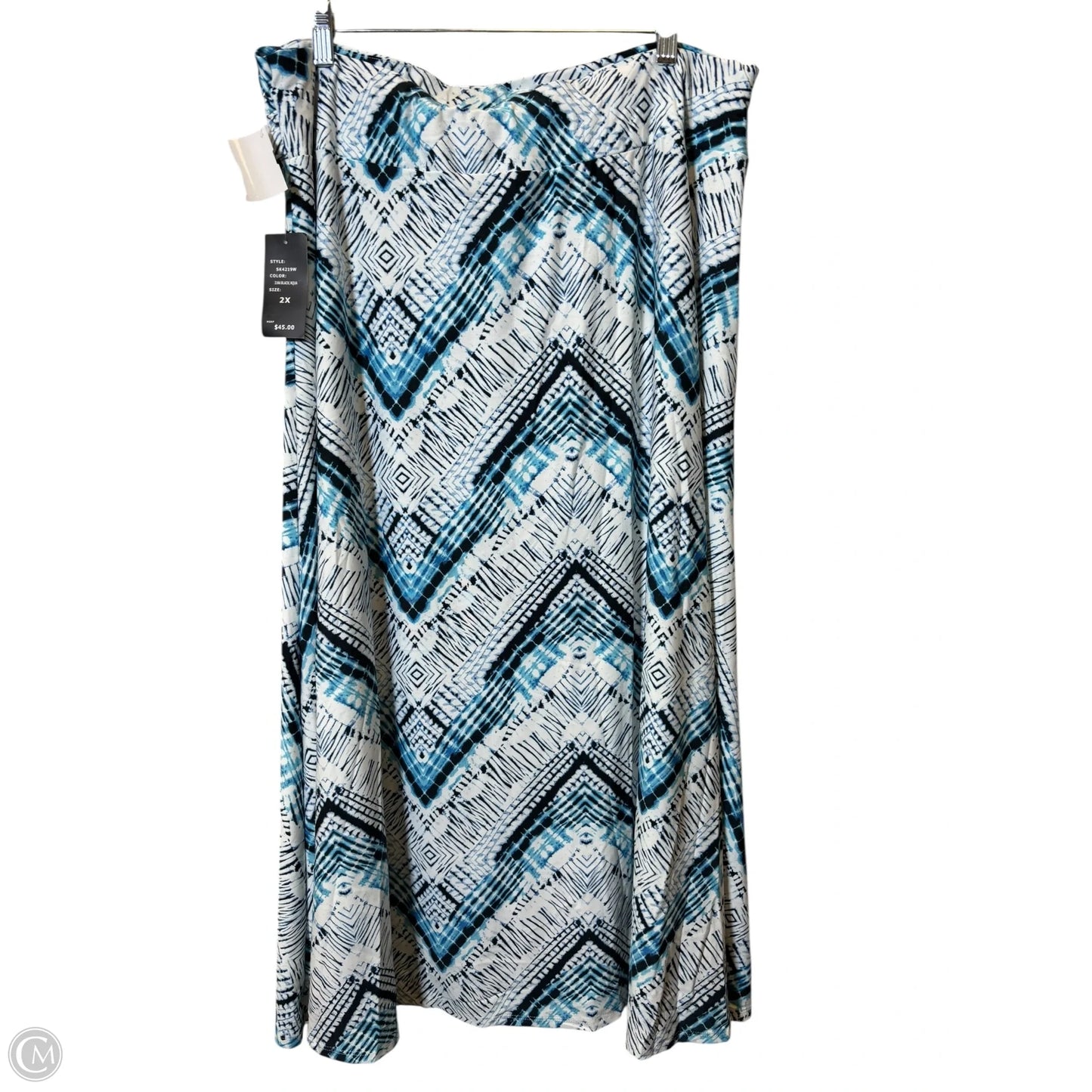 Skirt Maxi By Robert Louis In Blue & White, Size: 2x