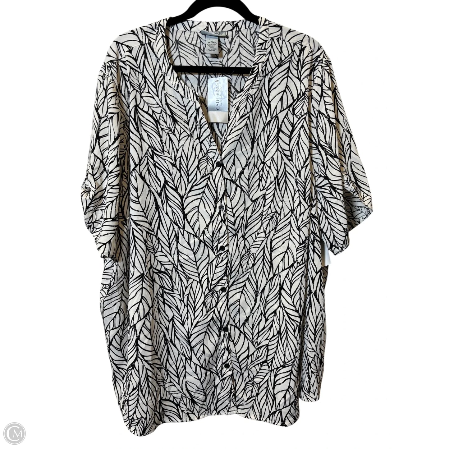 Blouse Short Sleeve By Catherines In Black & Cream, Size: 3x