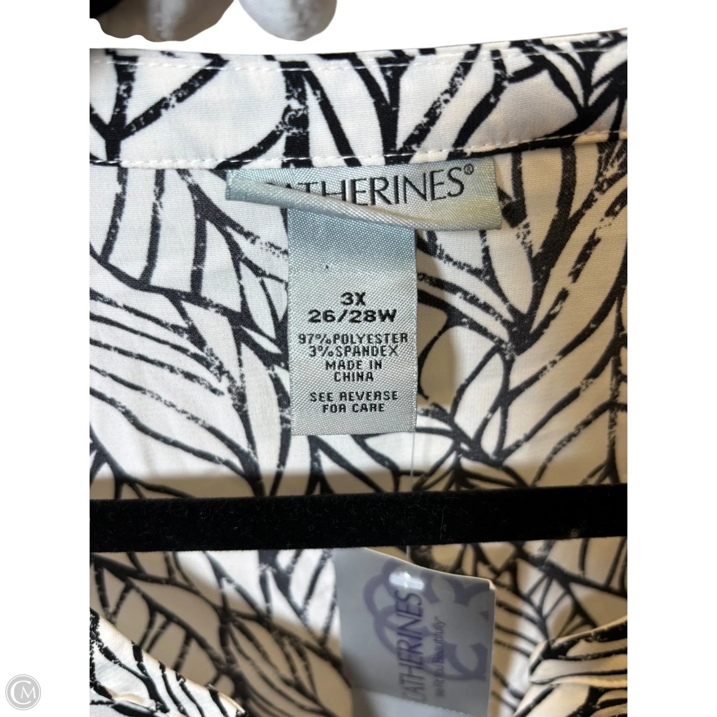 Blouse Short Sleeve By Catherines In Black & Cream, Size: 3x