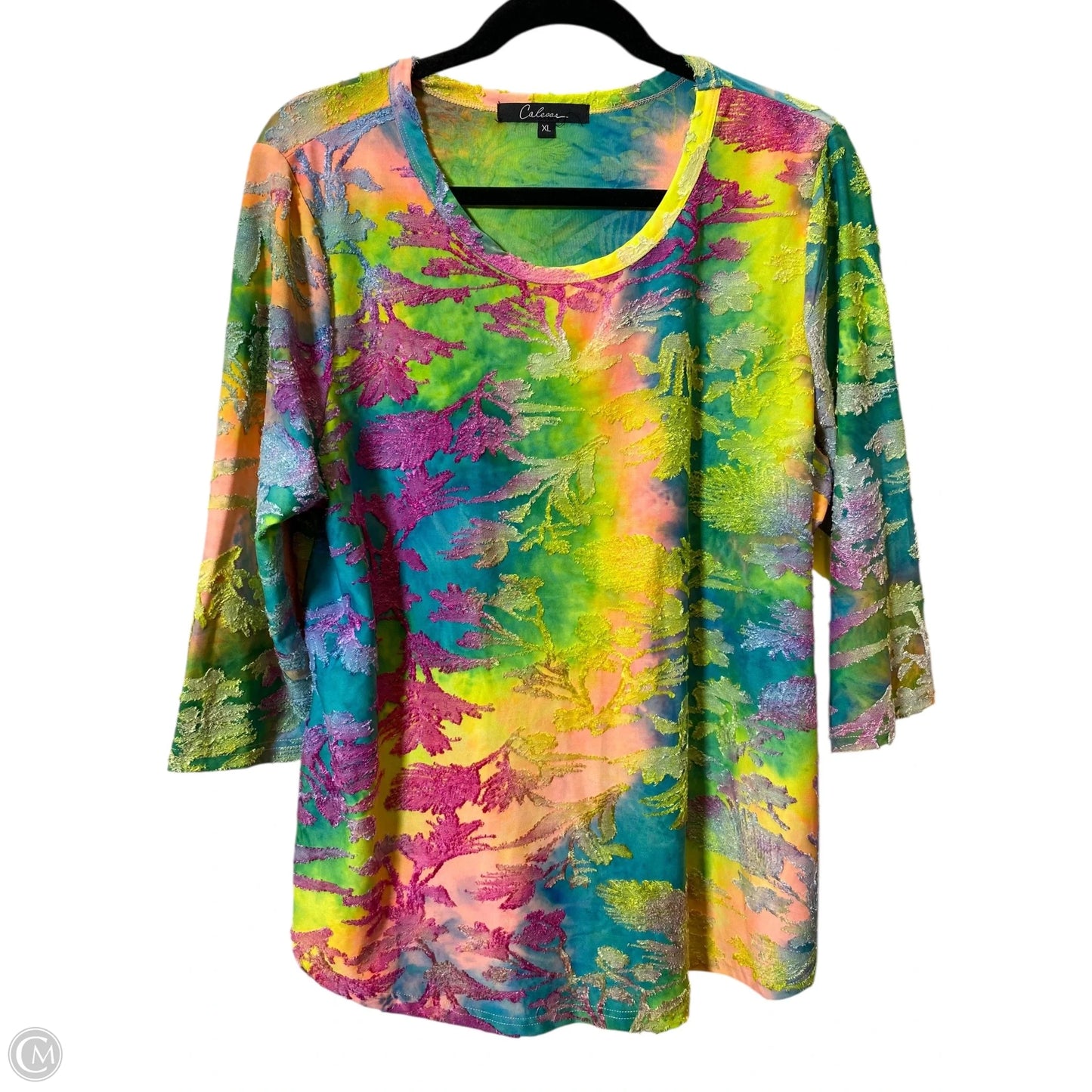 Top 3/4 Sleeve By Calessa In Multi-colored, Size: Xl