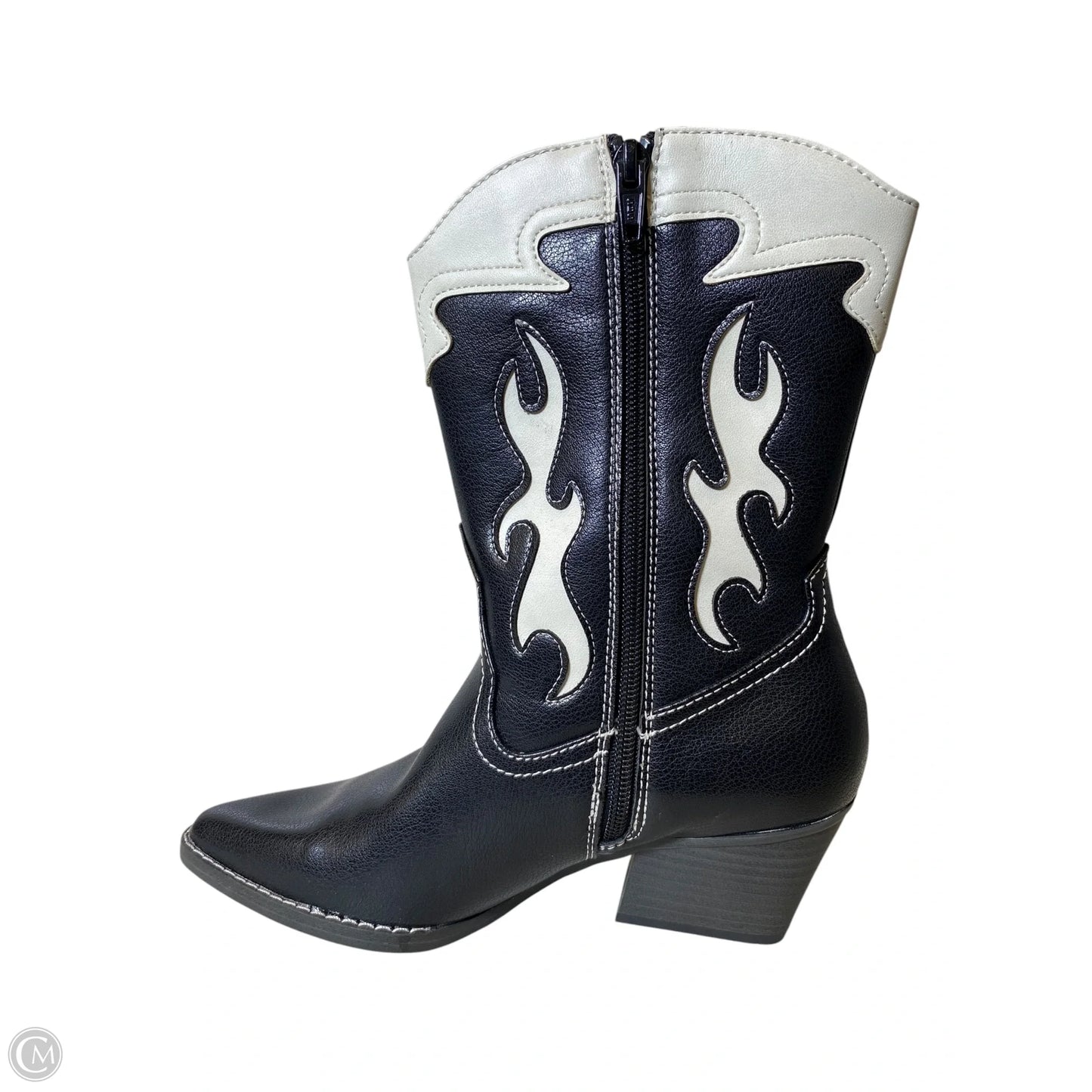 Boots Western By Clothes Mentor In Black & White, Size: 6.5