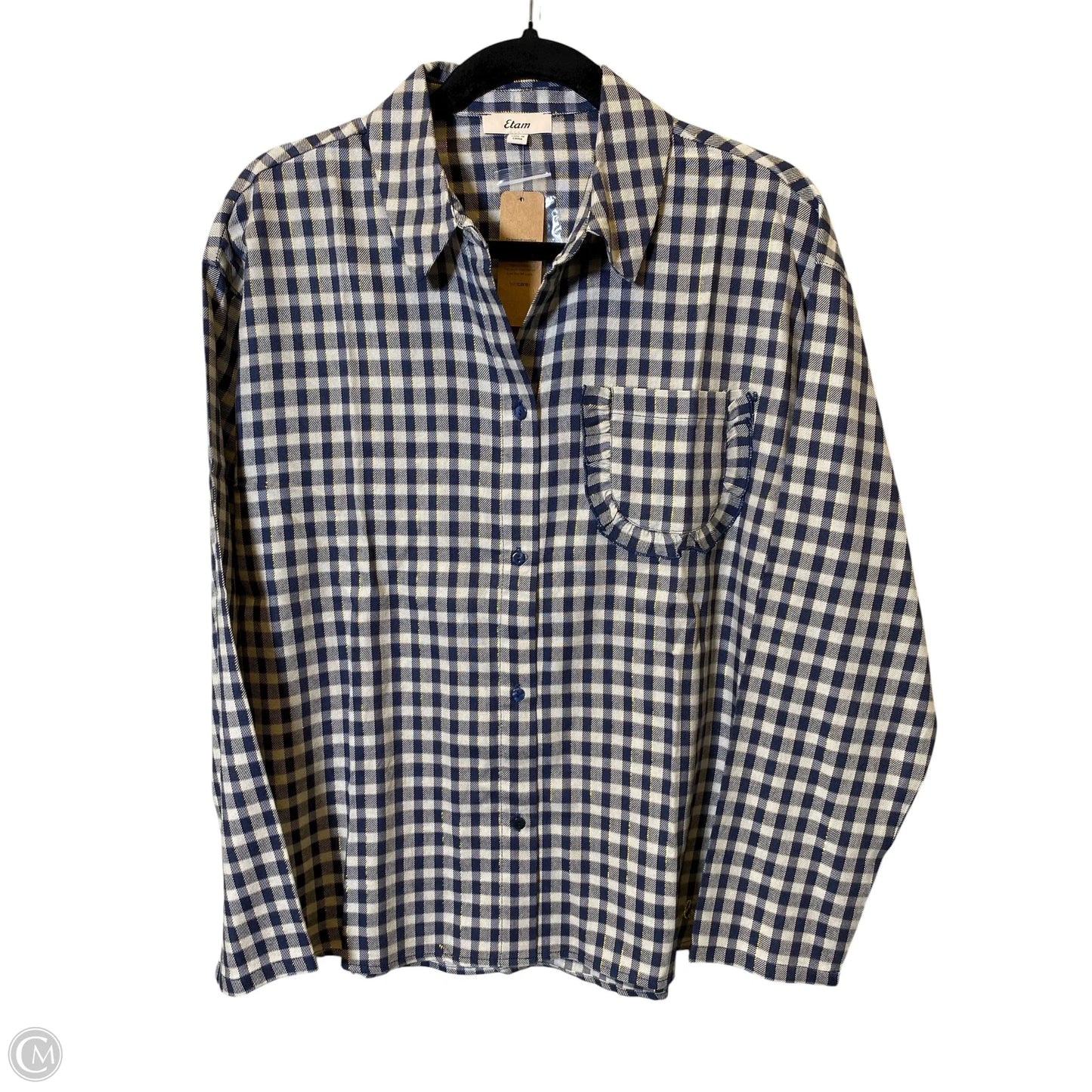 Blouse Long Sleeve By Clothes Mentor In Plaid Pattern, Size: M