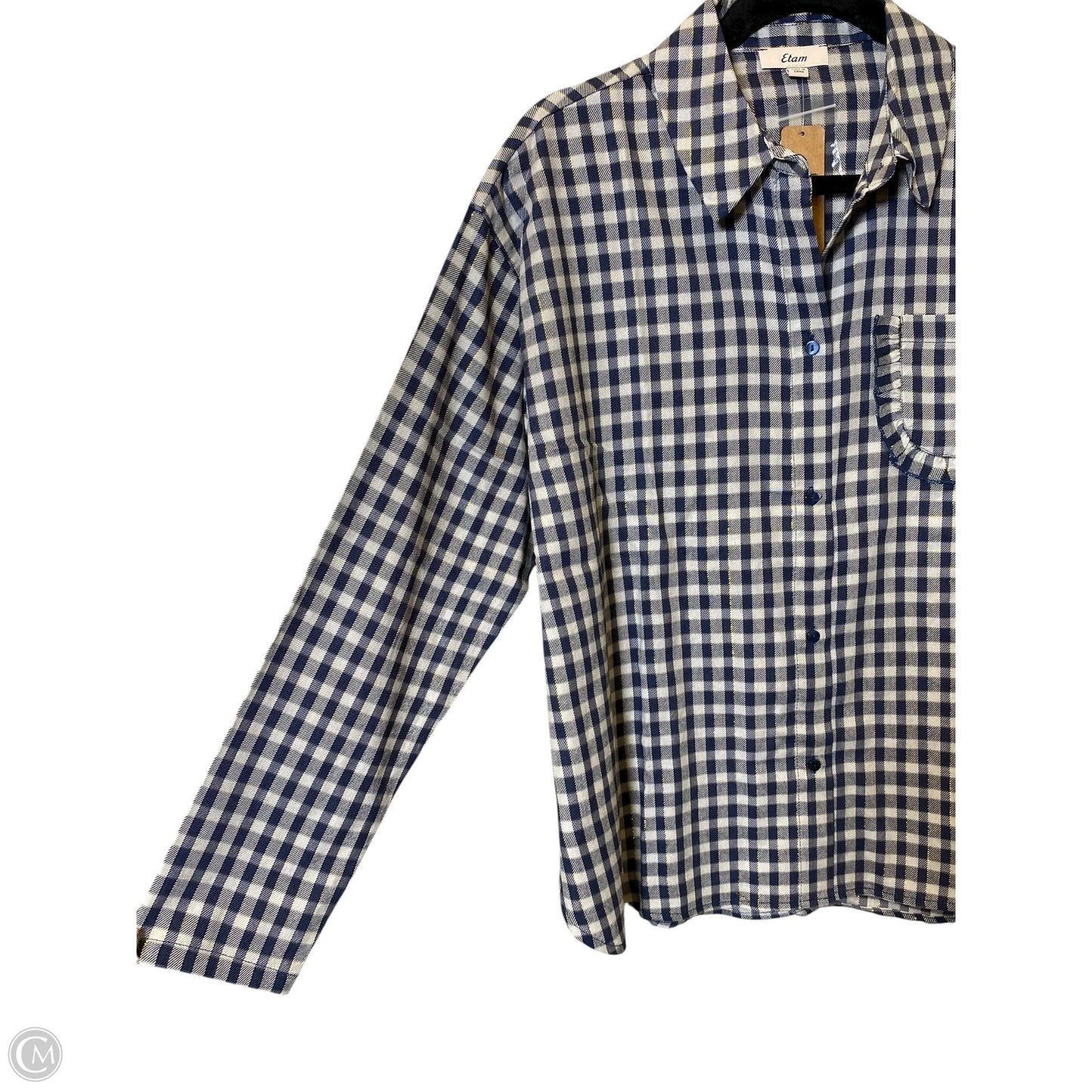 Blouse Long Sleeve By Clothes Mentor In Plaid Pattern, Size: M