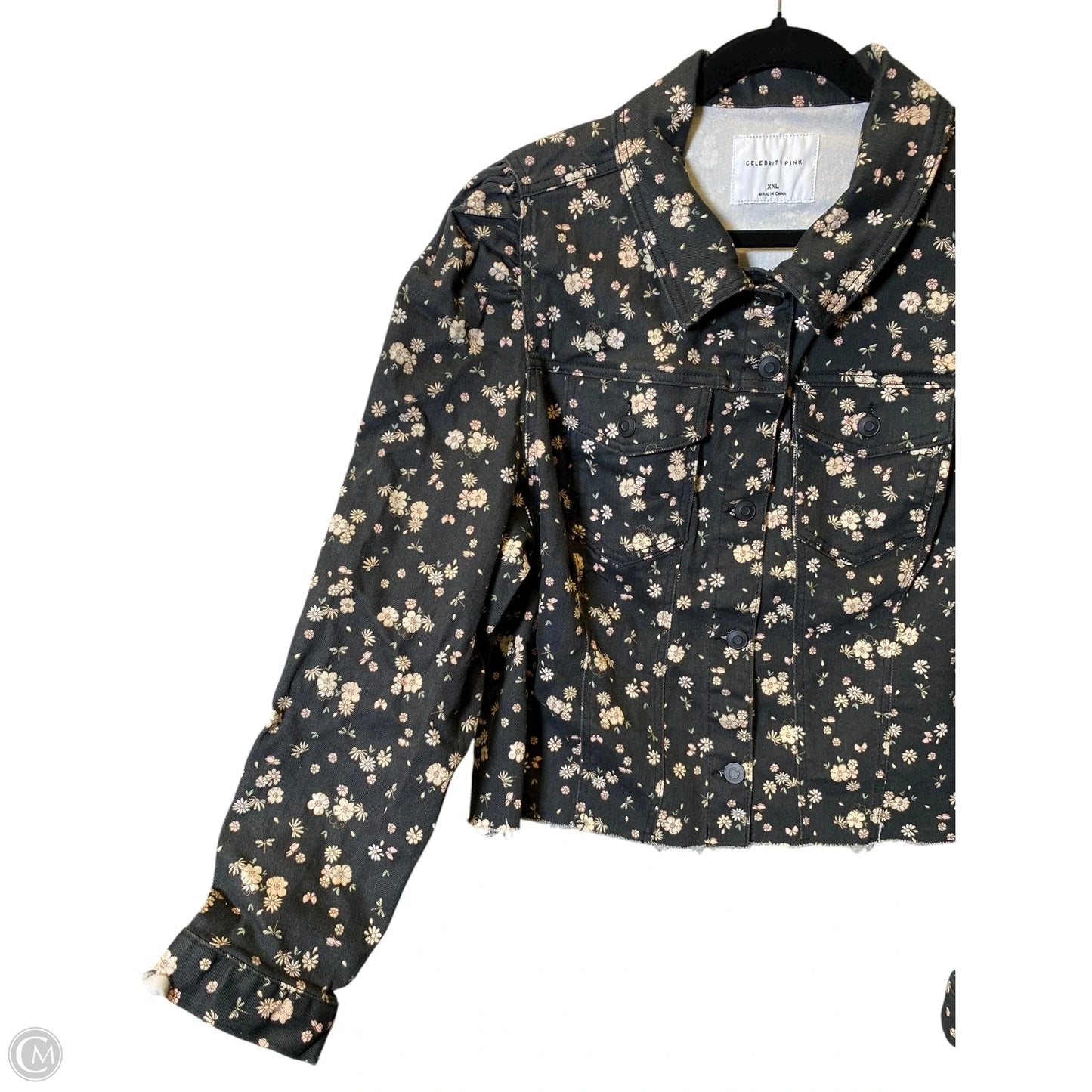 Jacket Denim By Celebrity Pink In Floral Print, Size: XXL