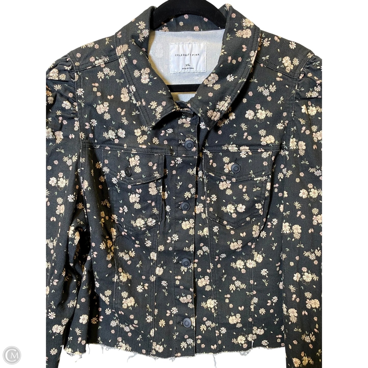 Jacket Denim By Celebrity Pink In Floral Print, Size: XXL
