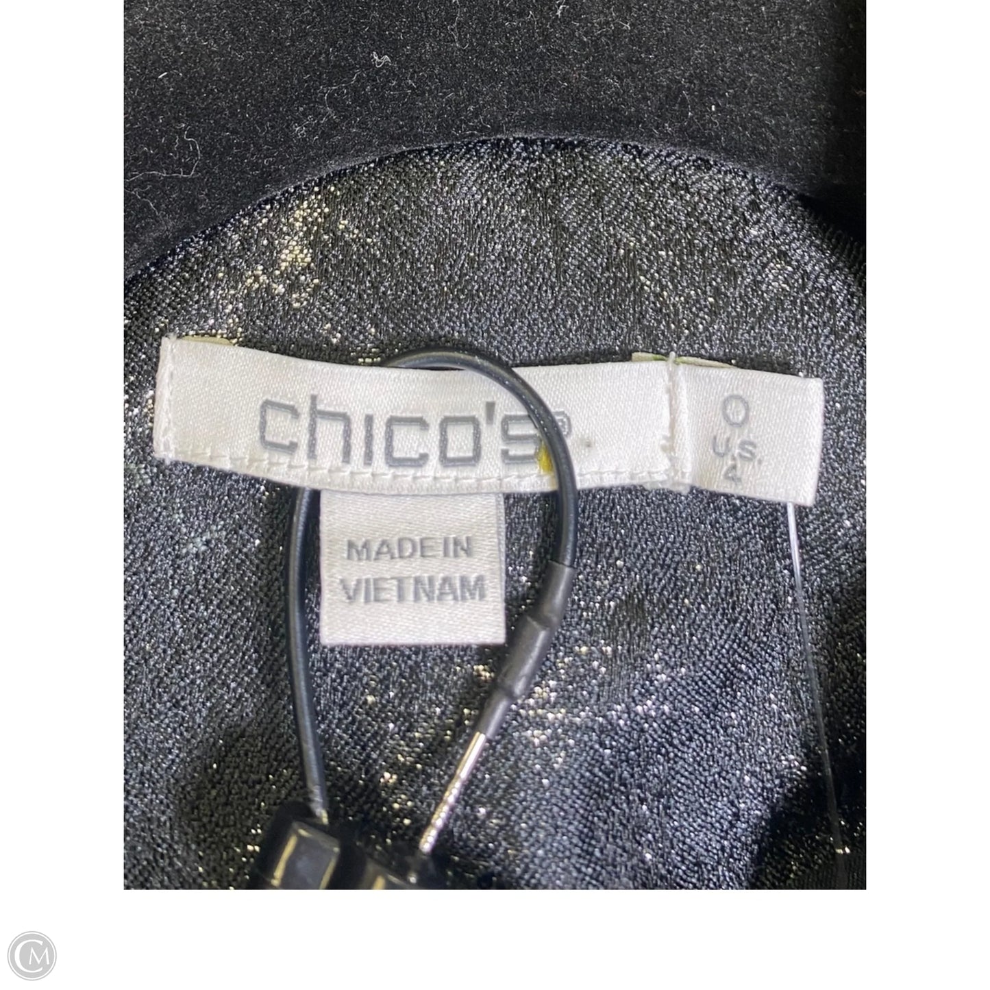 Blazer By Chicos In Black & Silver, Size: 4