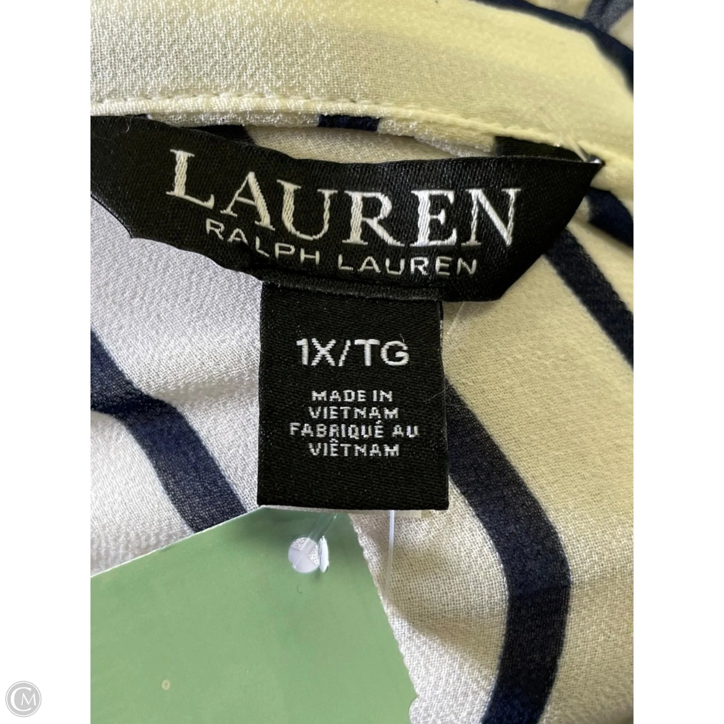 Blouse Sleeveless By Lauren By Ralph Lauren In Blue & White, Size: 1x