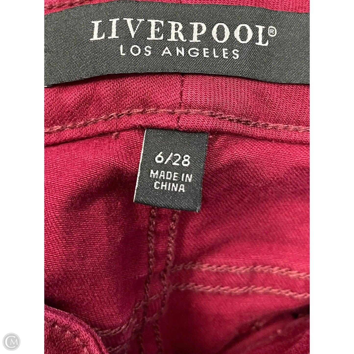 Jeans Straight By Liverpool In Red Denim, Size: 6