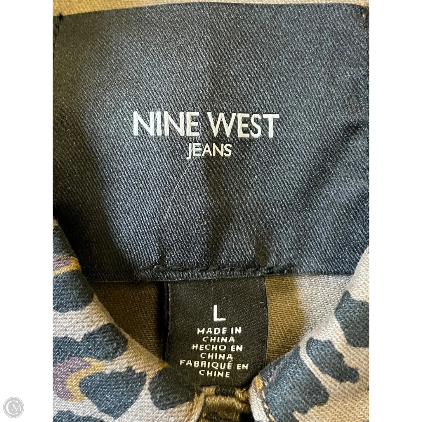 Jacket Denim By Nine West In Animal Print, Size: L