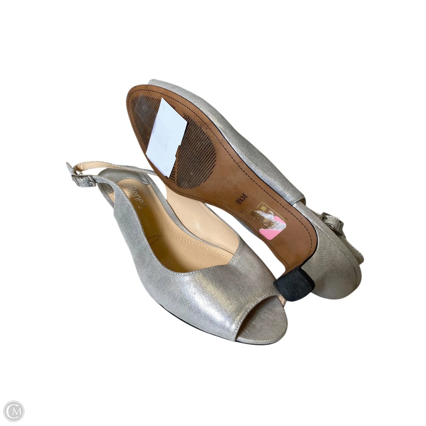 Sandals Heels Block By Clothes Mentor In Silver, Size: 9.5