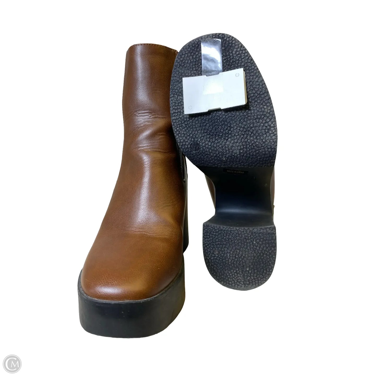 Boots Mid-calf Heels By Bamboo In Black & Brown, Size: 8.5