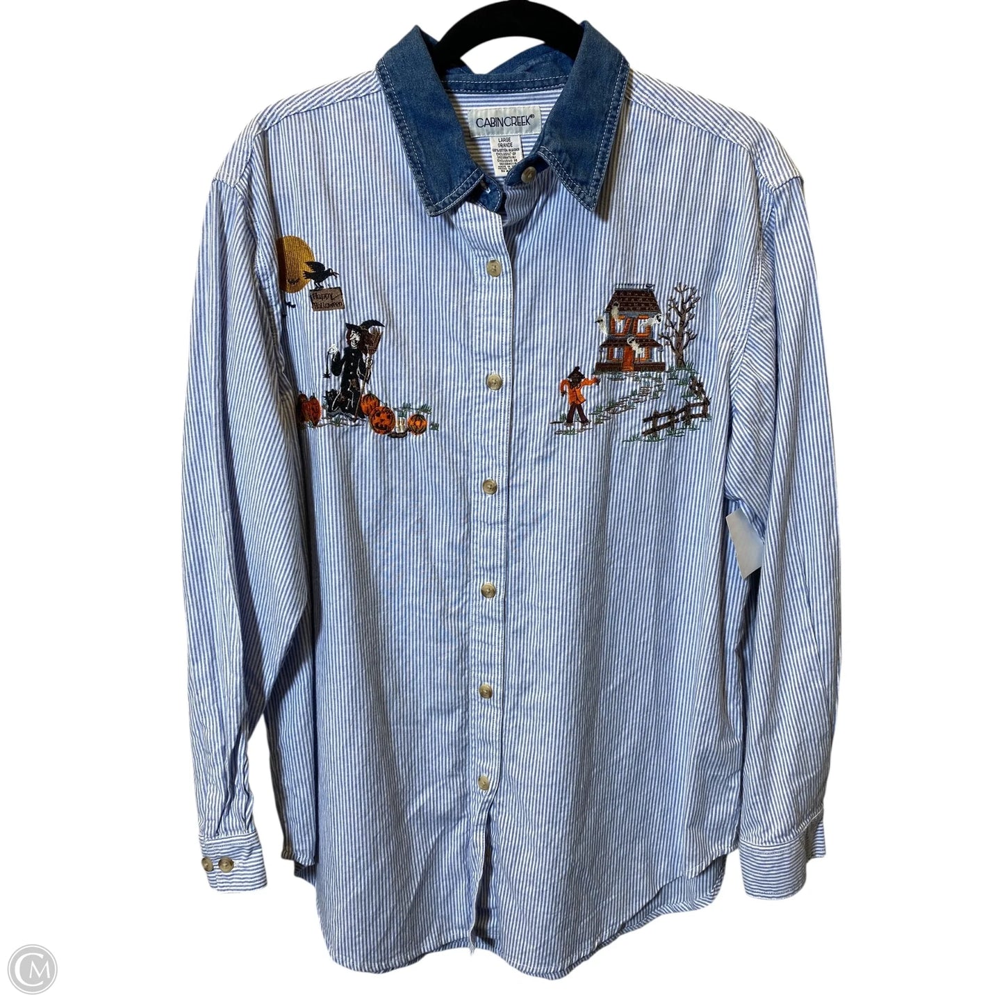Blouse Long Sleeve By Cabin Creek In Multi-colored, Size: L