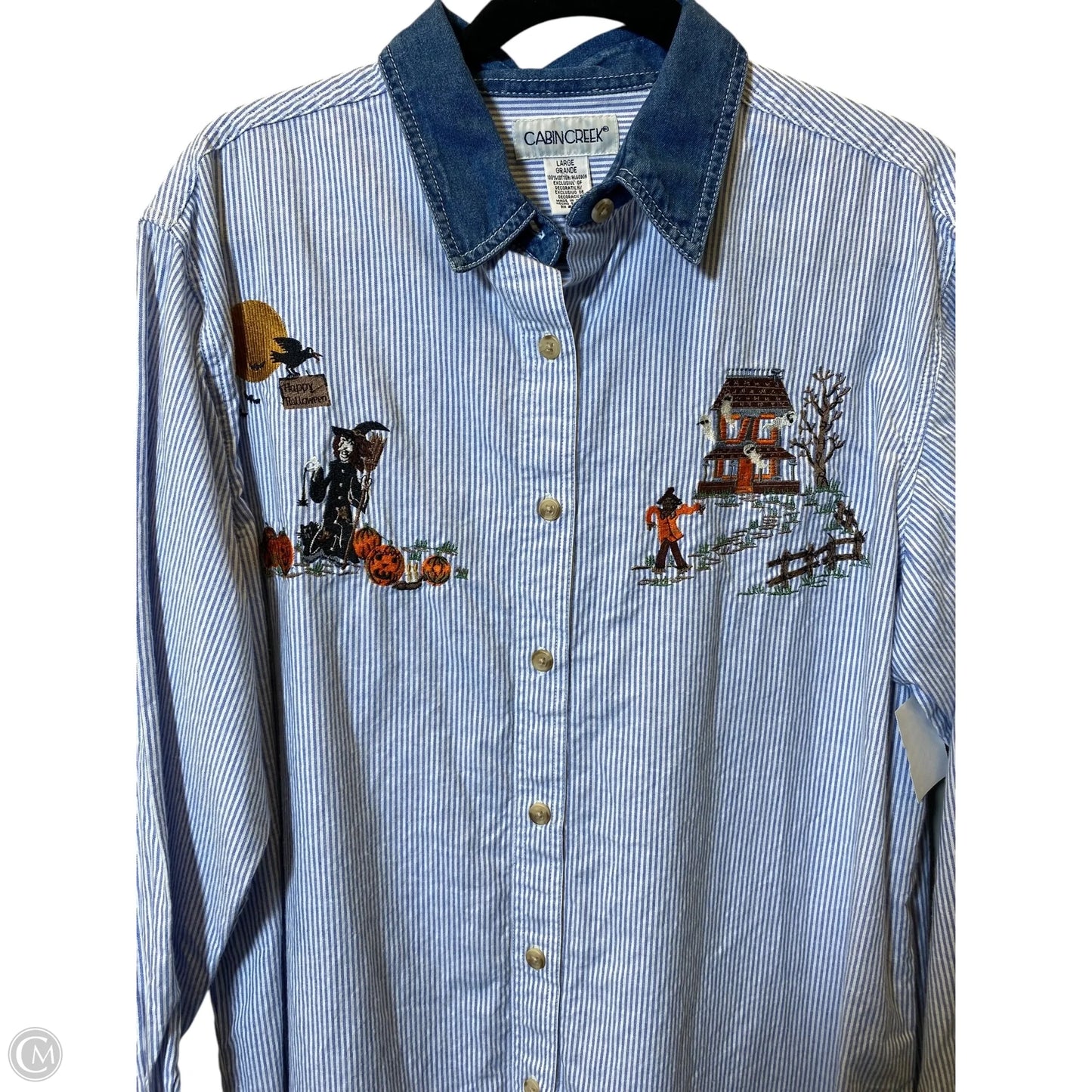 Blouse Long Sleeve By Cabin Creek In Multi-colored, Size: L