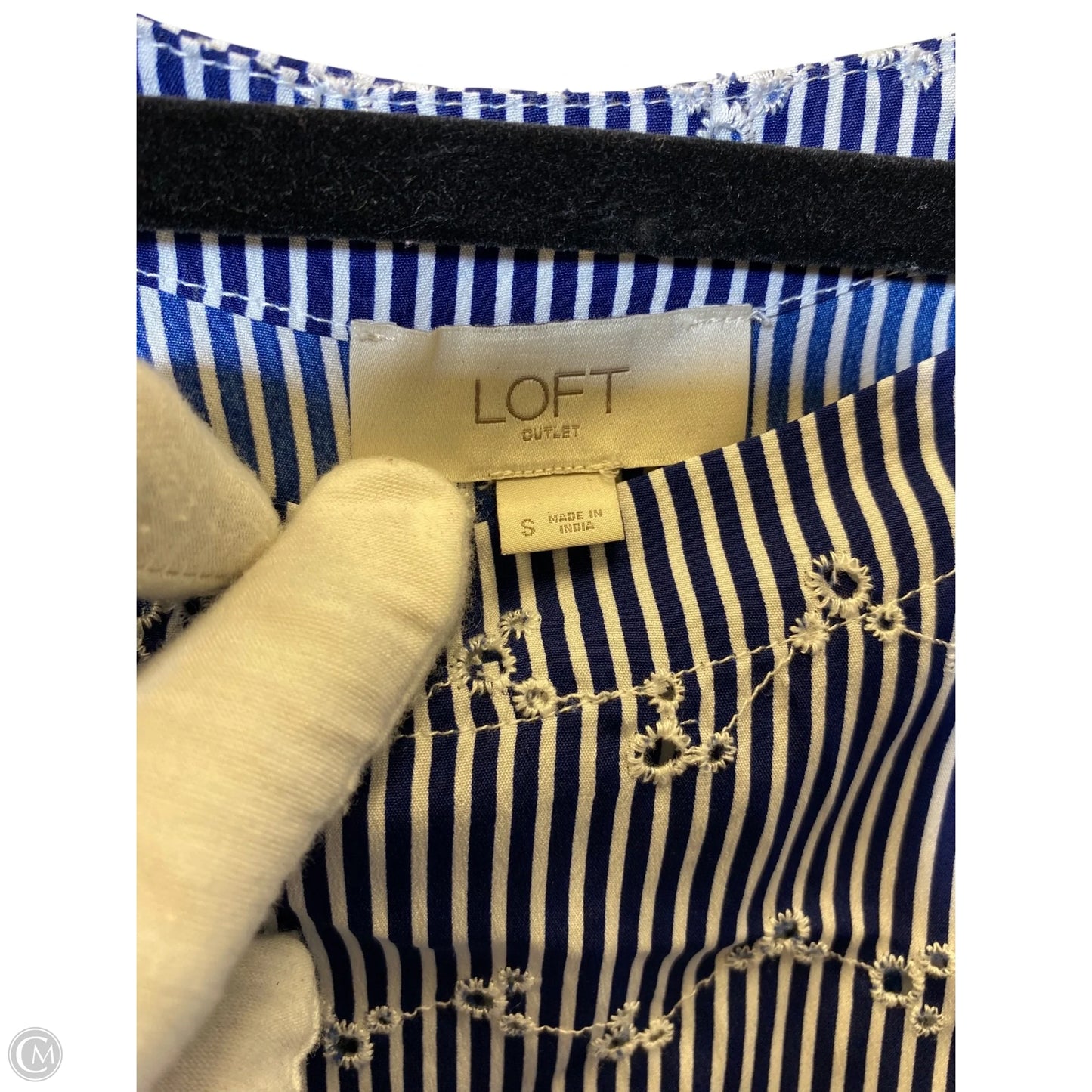 Top 3/4 Sleeve By Loft In Striped Pattern, Size: S