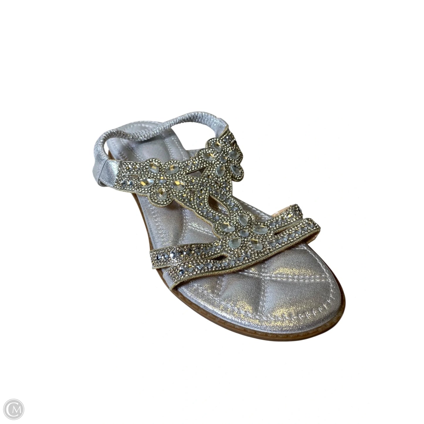 Sandals Flats By Clothes Mentor In Silver, Size: 8.5