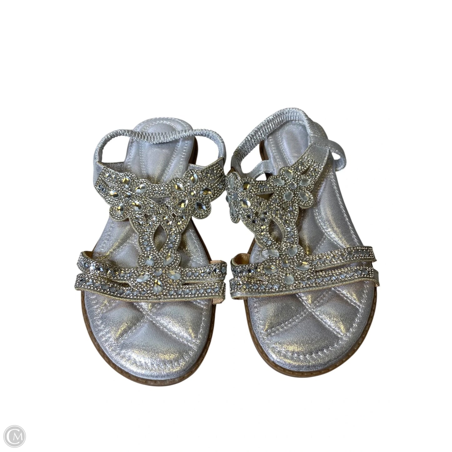 Sandals Flats By Clothes Mentor In Silver, Size: 8.5