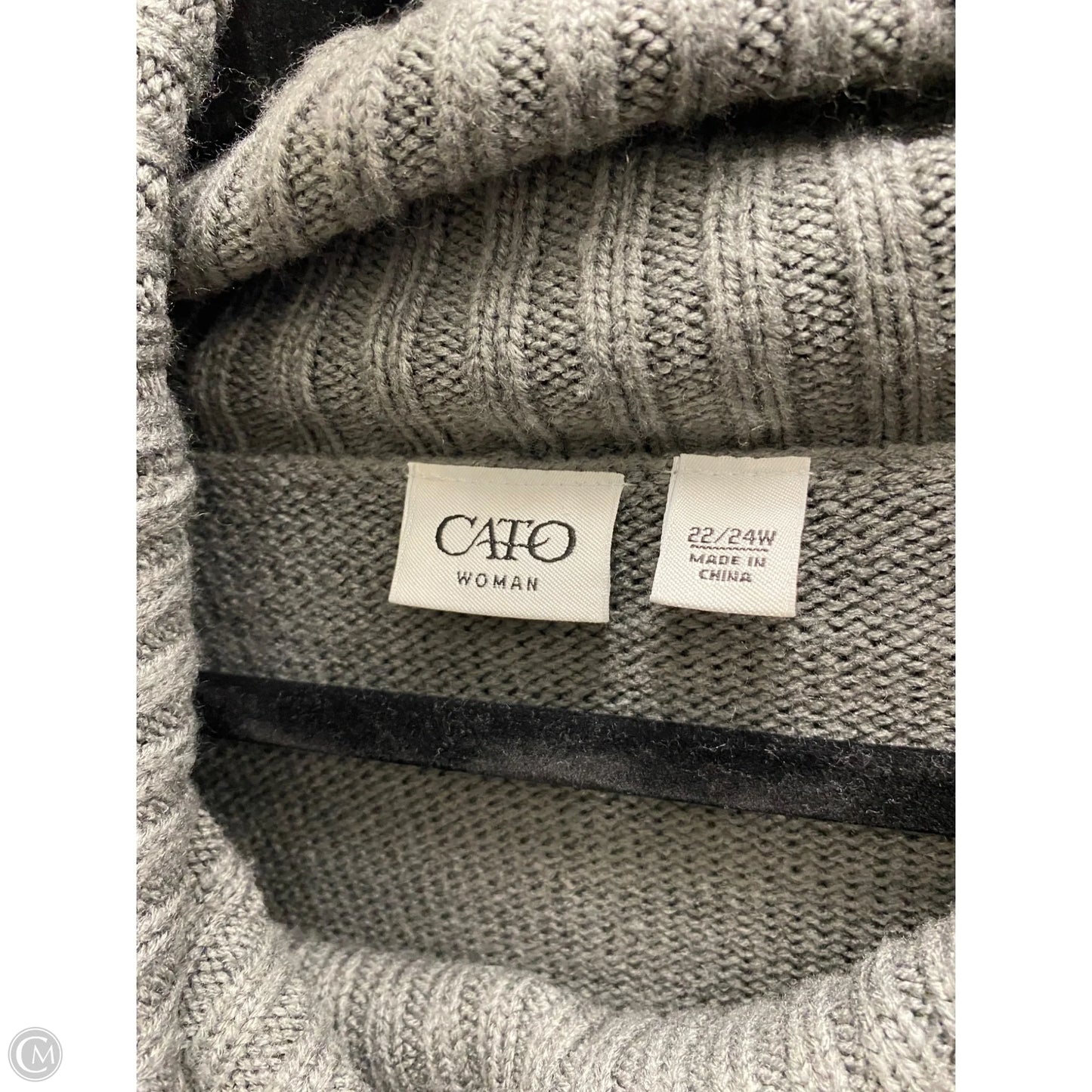 Sweater By Cato In Black & Grey, Size: 3x