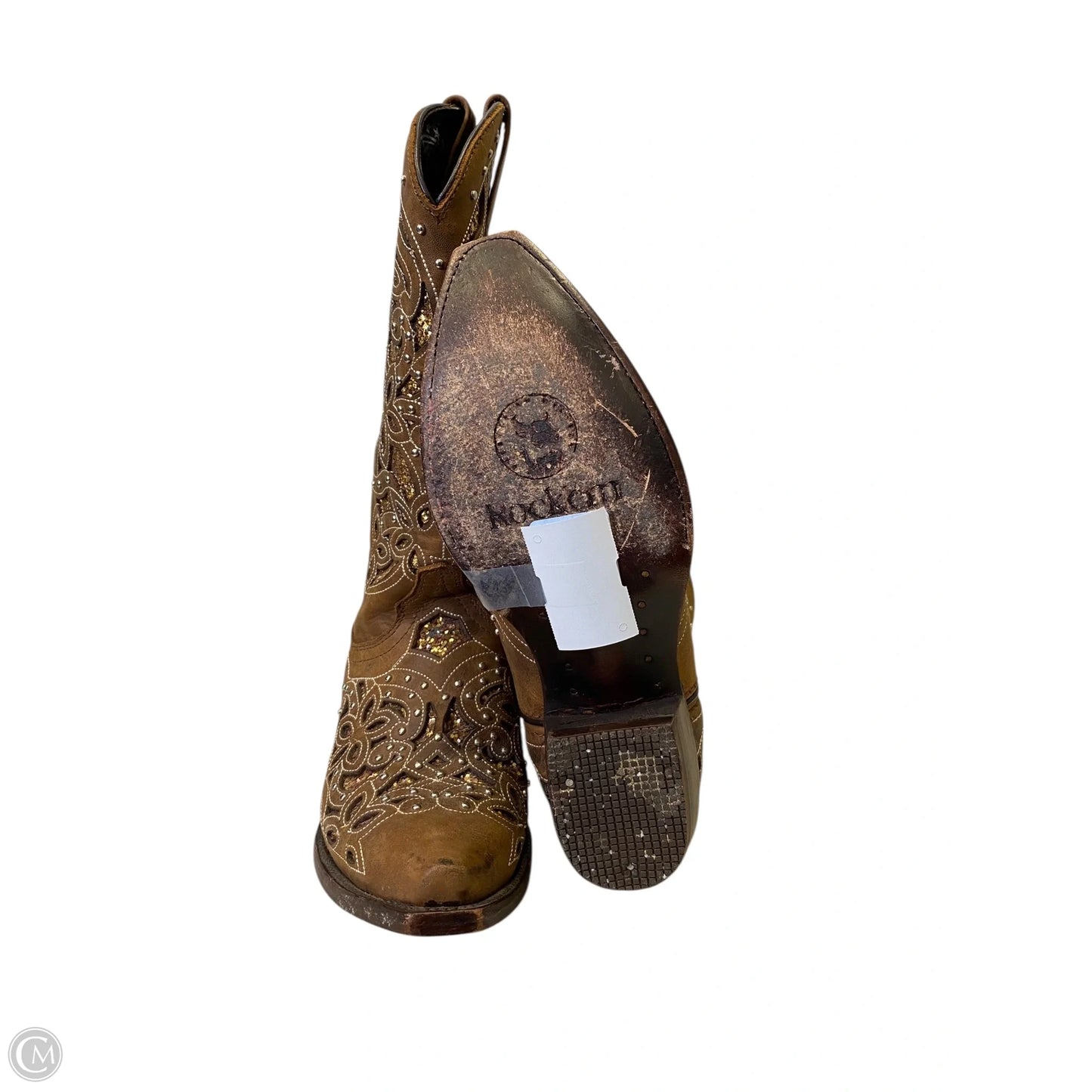 Boots Western By Clothes Mentor In Brown & Gold, Size: 9.5