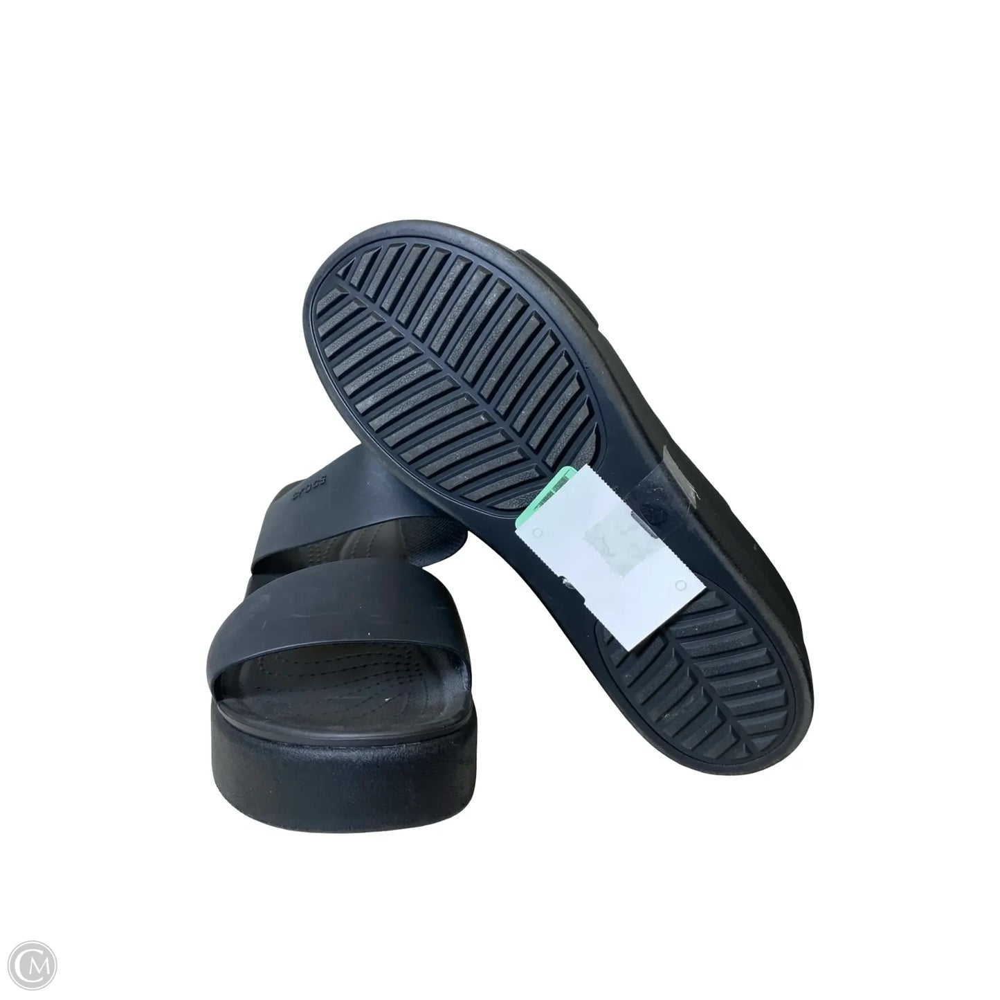 Sandals Heels Platform By Crocs In Black, Size: 7