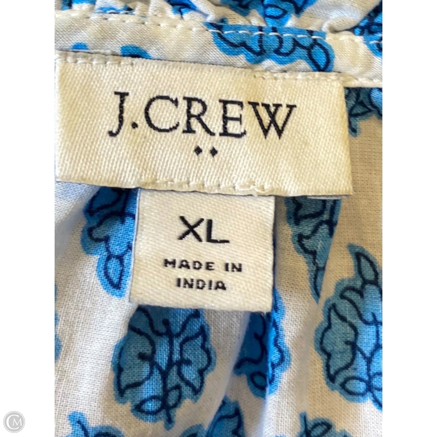 Blouse Long Sleeve By J. Crew In Blue & White, Size: Xl