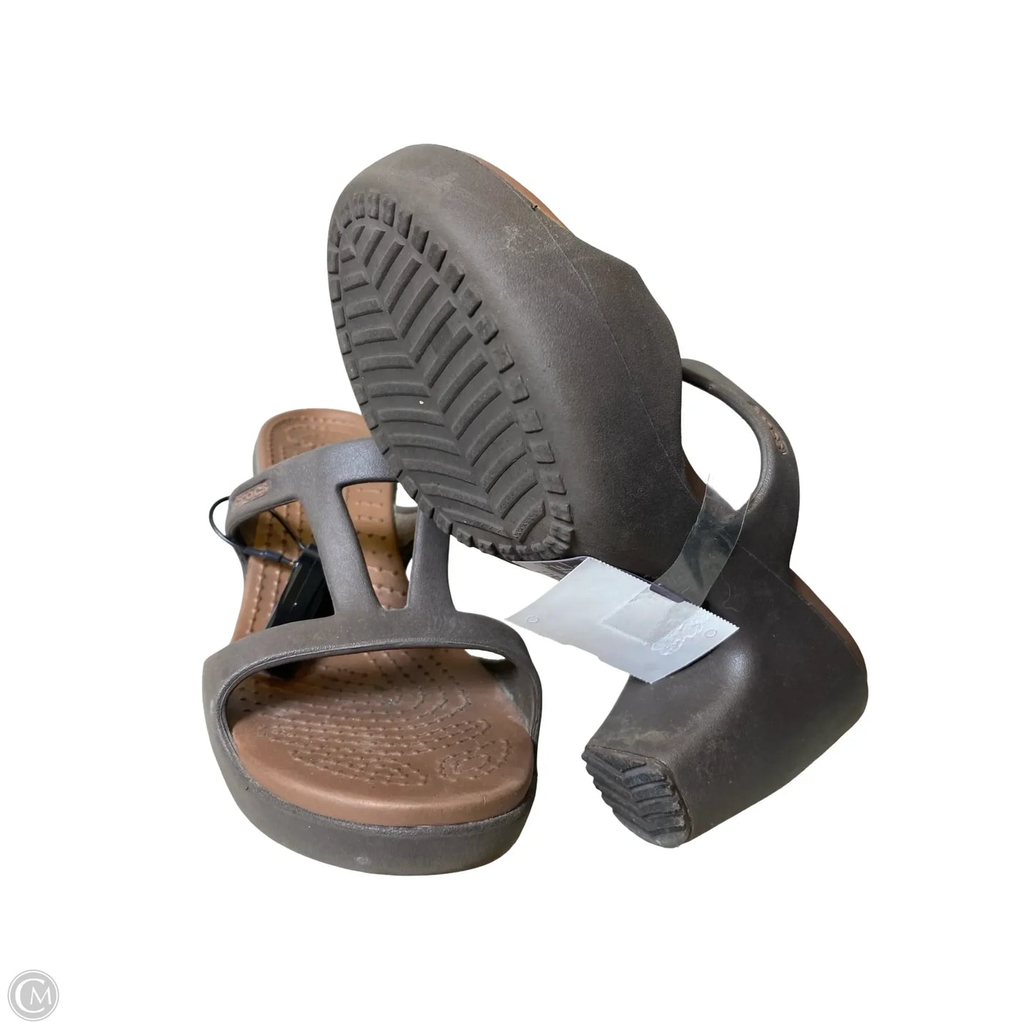 Shoes Heels Block By Crocs In Brown, Size: 6