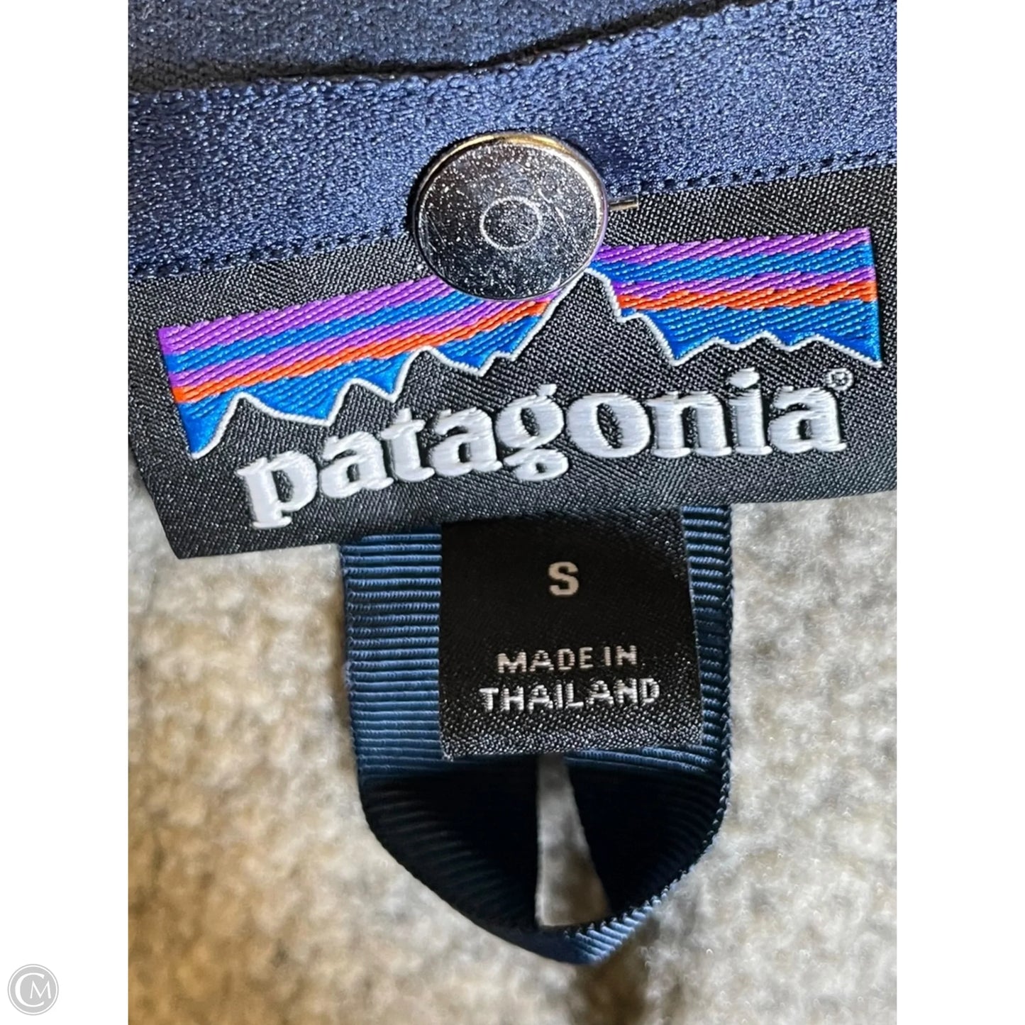 Jacket Fleece By Patagonia In Blue & Brown, Size: S