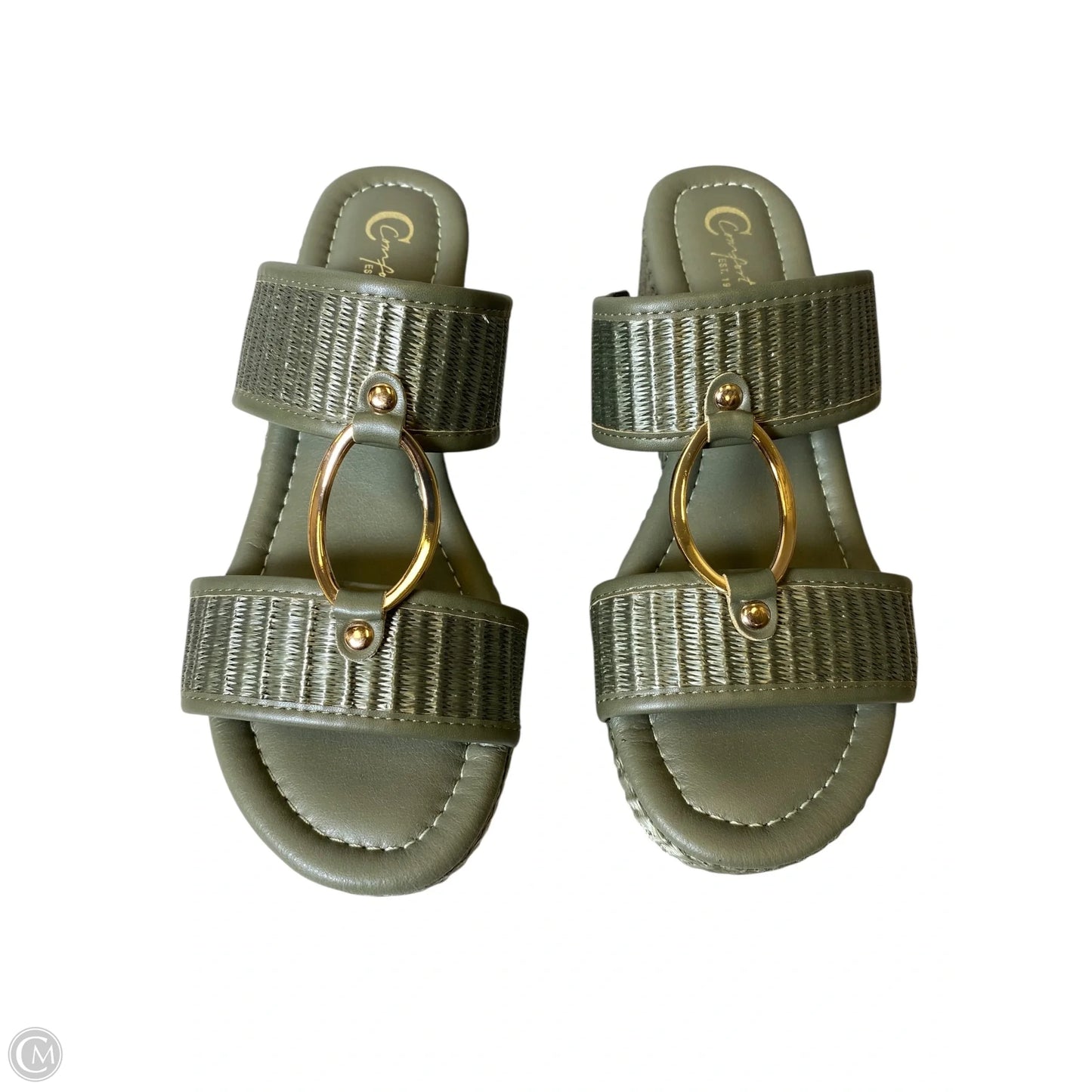 Sandals Heels Wedge By Comfort Casual In Green, Size: 8
