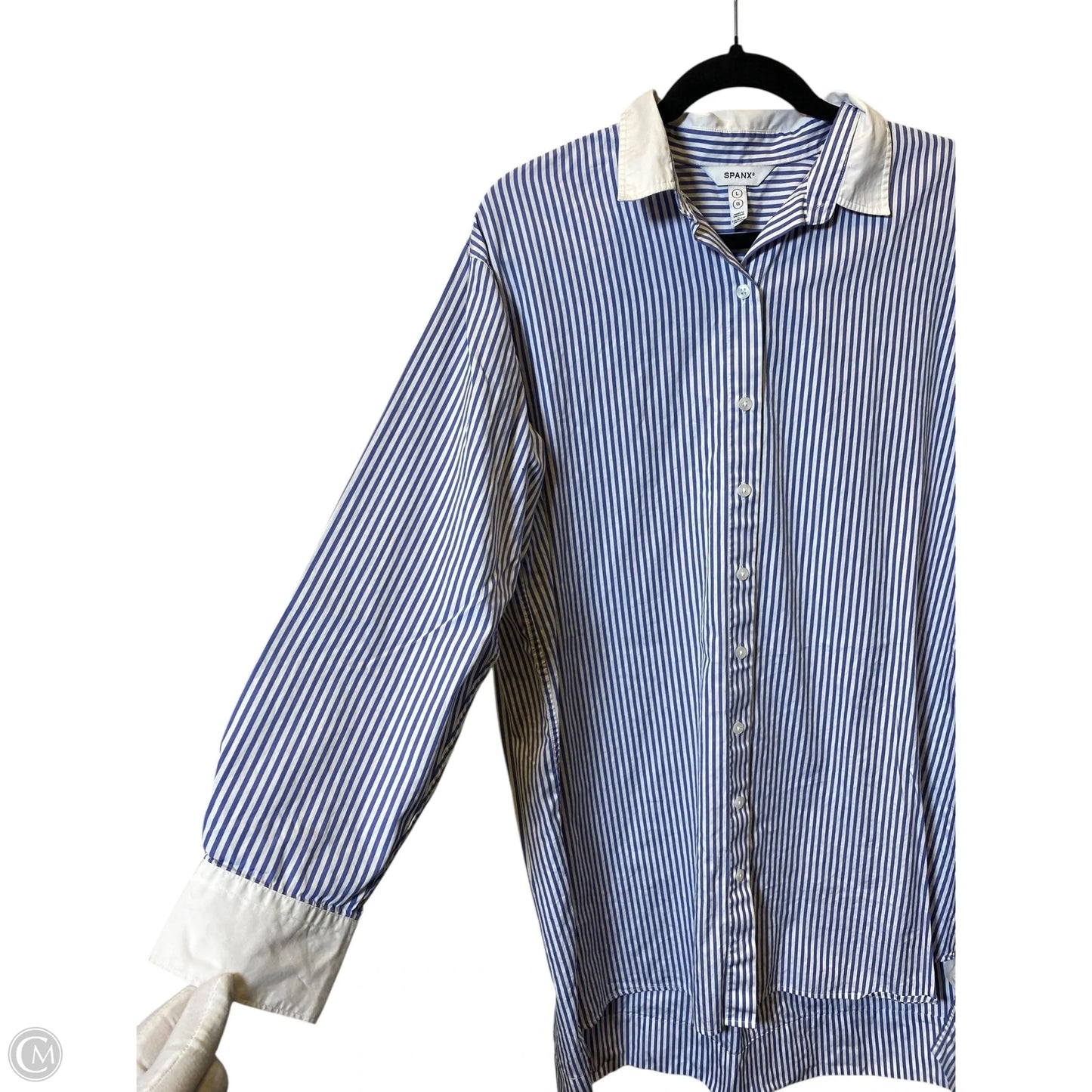 Dress Casual Midi By Spanx In Blue & White, Size: L