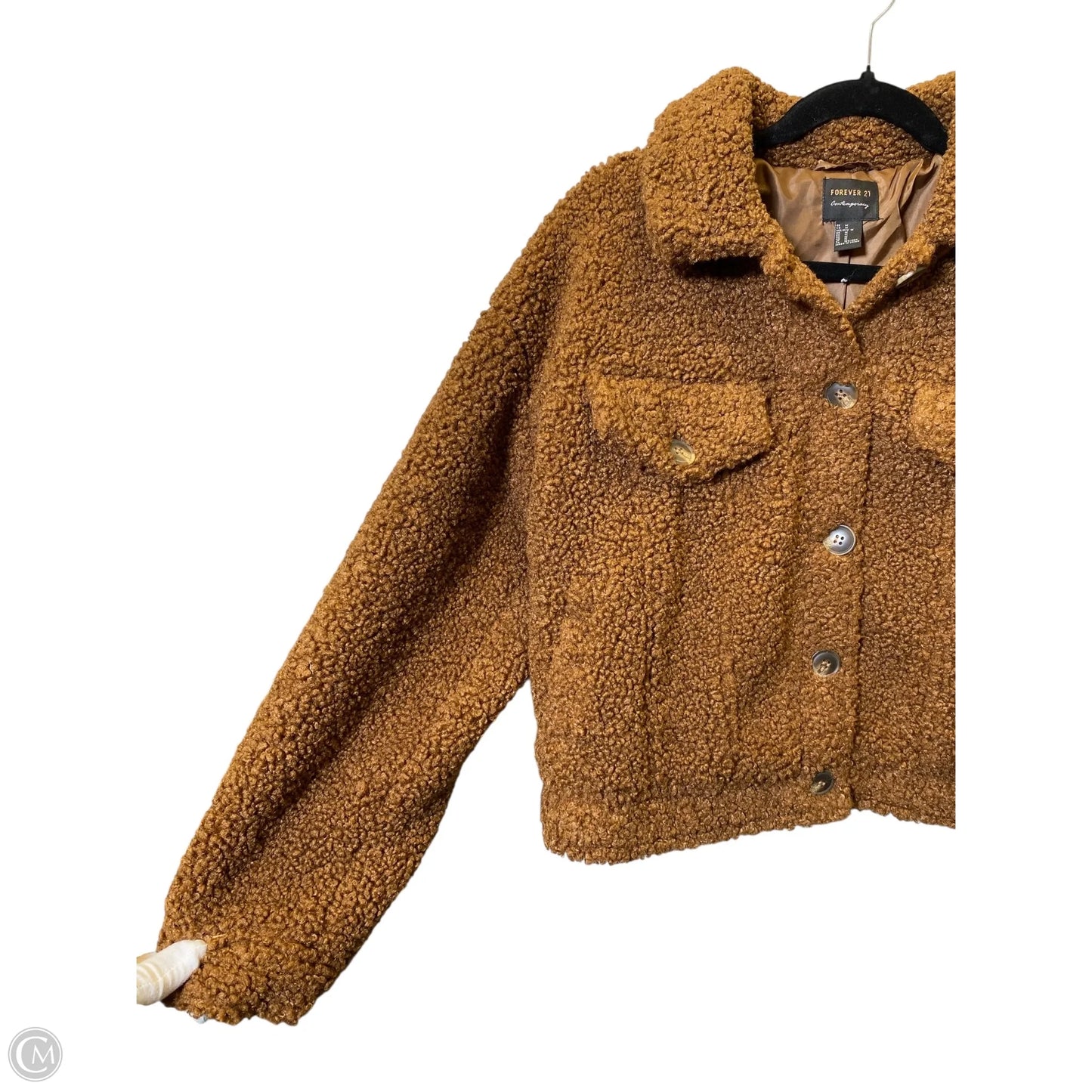 Jacket Faux Fur & Sherpa By Forever 21 In Brown, Size: M