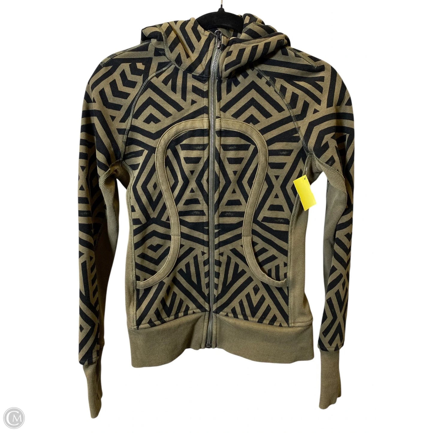 Athletic Jacket By Lululemon In Black & Green, Size: 4