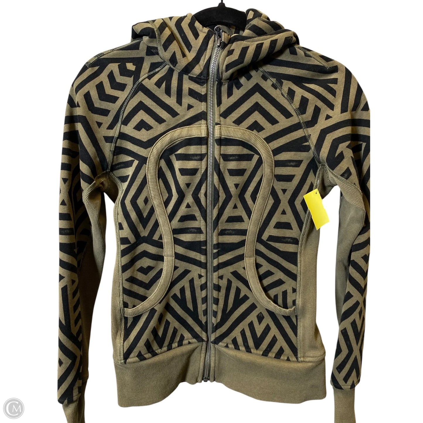 Athletic Jacket By Lululemon In Black & Green, Size: 4
