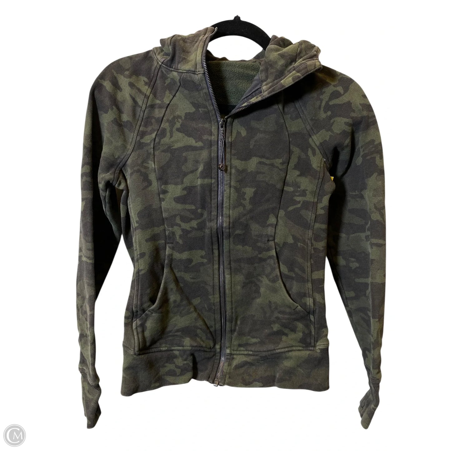 Athletic Jacket By Lululemon In Black & Green, Size: 4