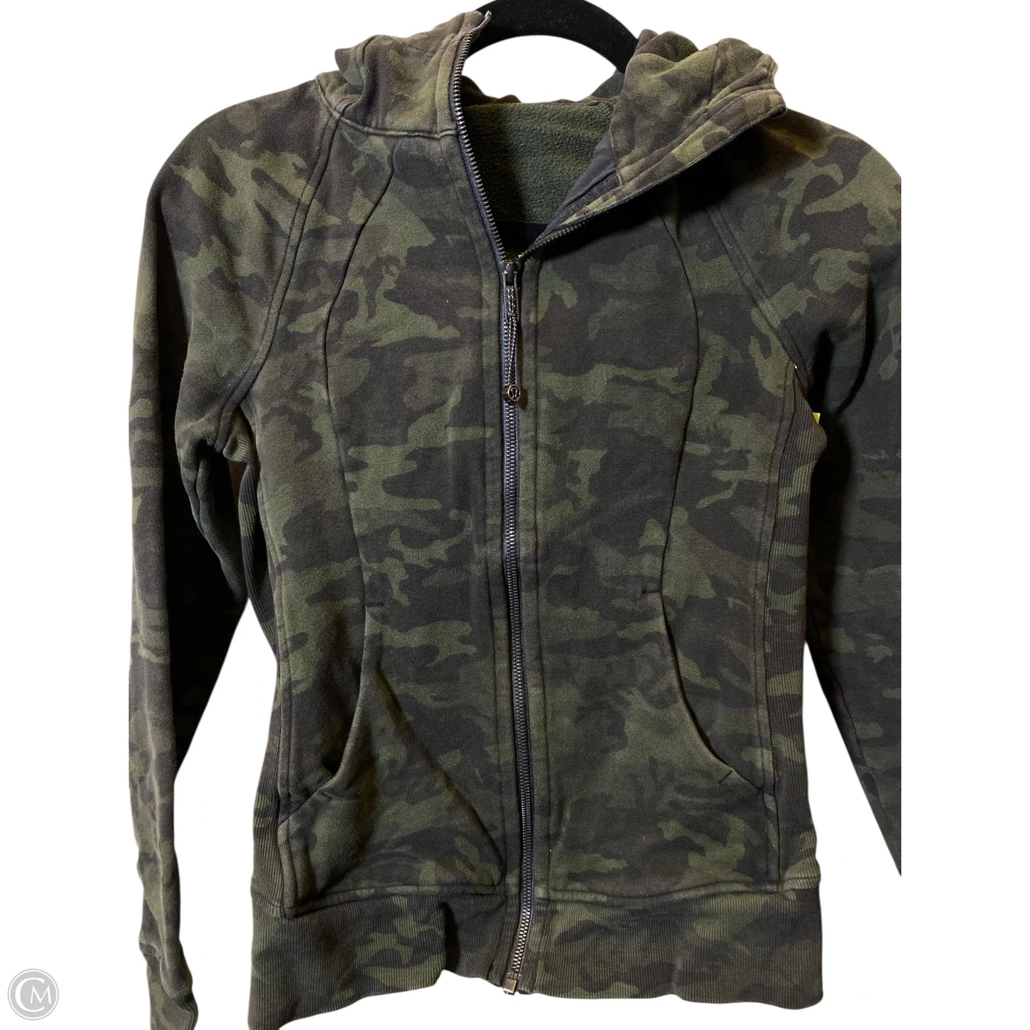Athletic Jacket By Lululemon In Black & Green, Size: 4