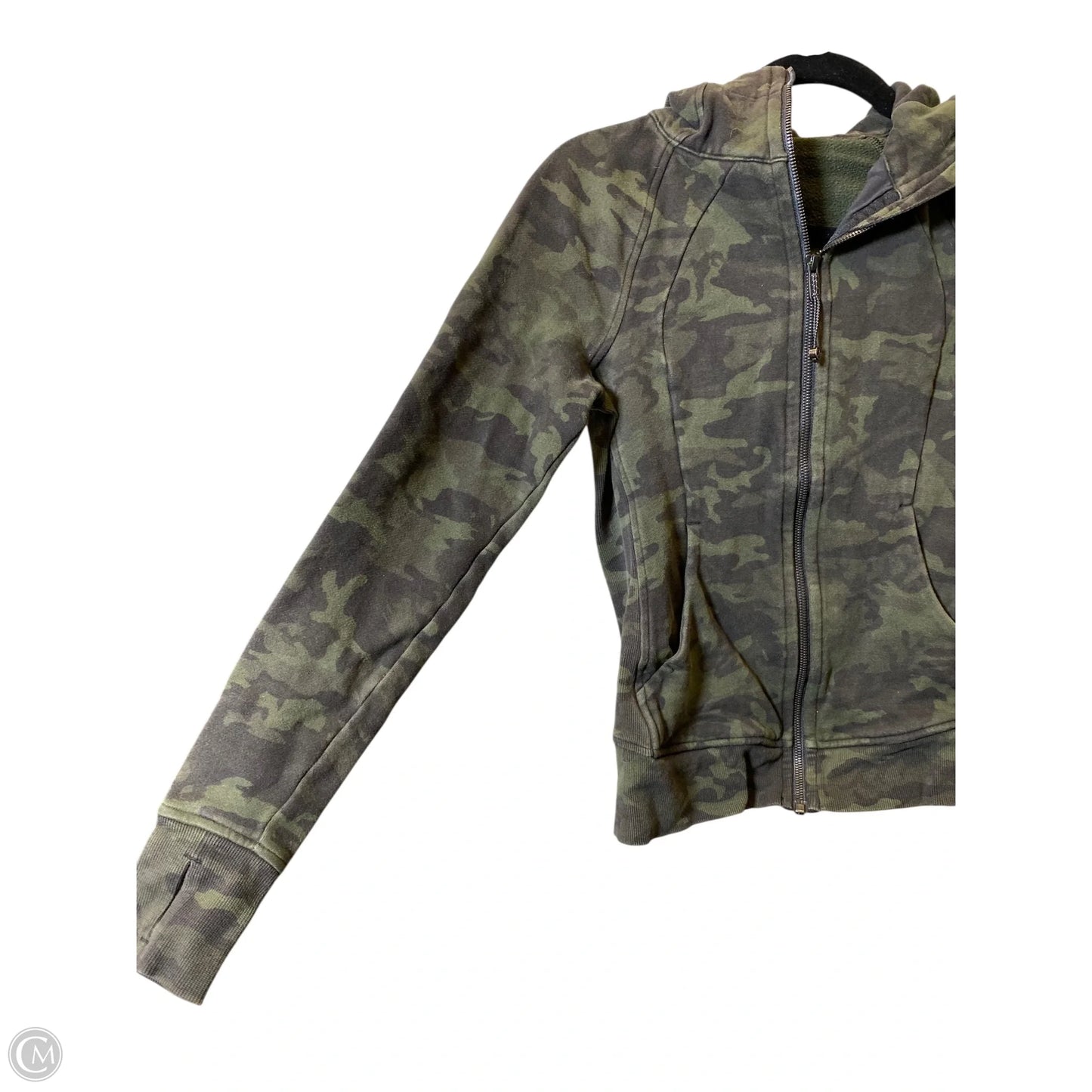 Athletic Jacket By Lululemon In Black & Green, Size: 4