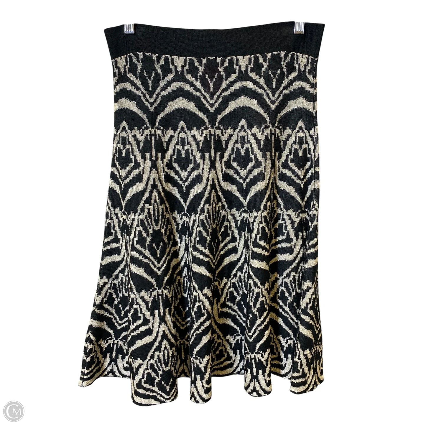 Skirt Midi By Cristina In Black & Gold, Size: M
